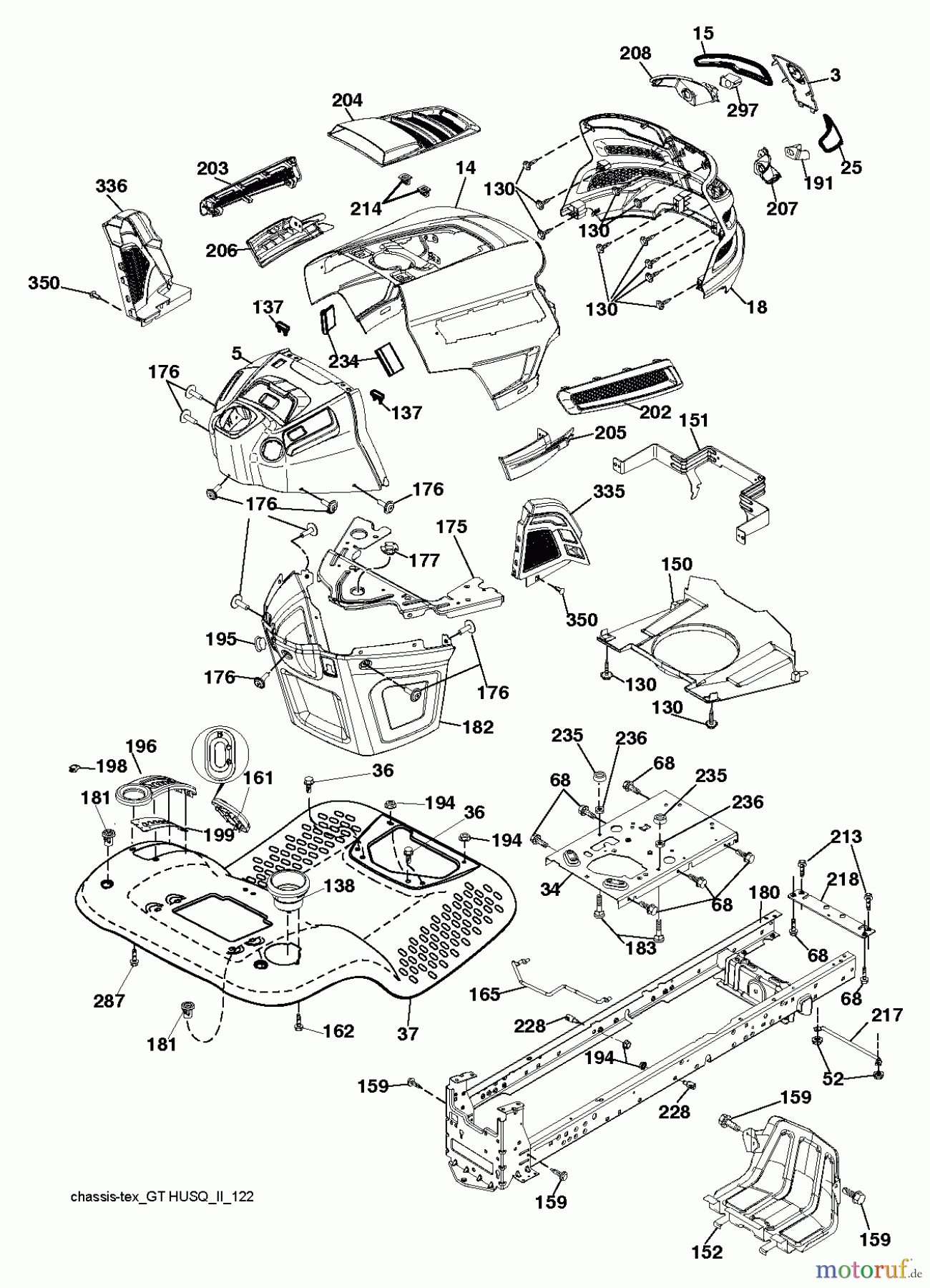 Husqvarna Rasen und Garten Traktoren YTH 22V46 (96045004200) - Husqvarna Yard Tractor (2012-10 & After) CHASSIS / FRAME