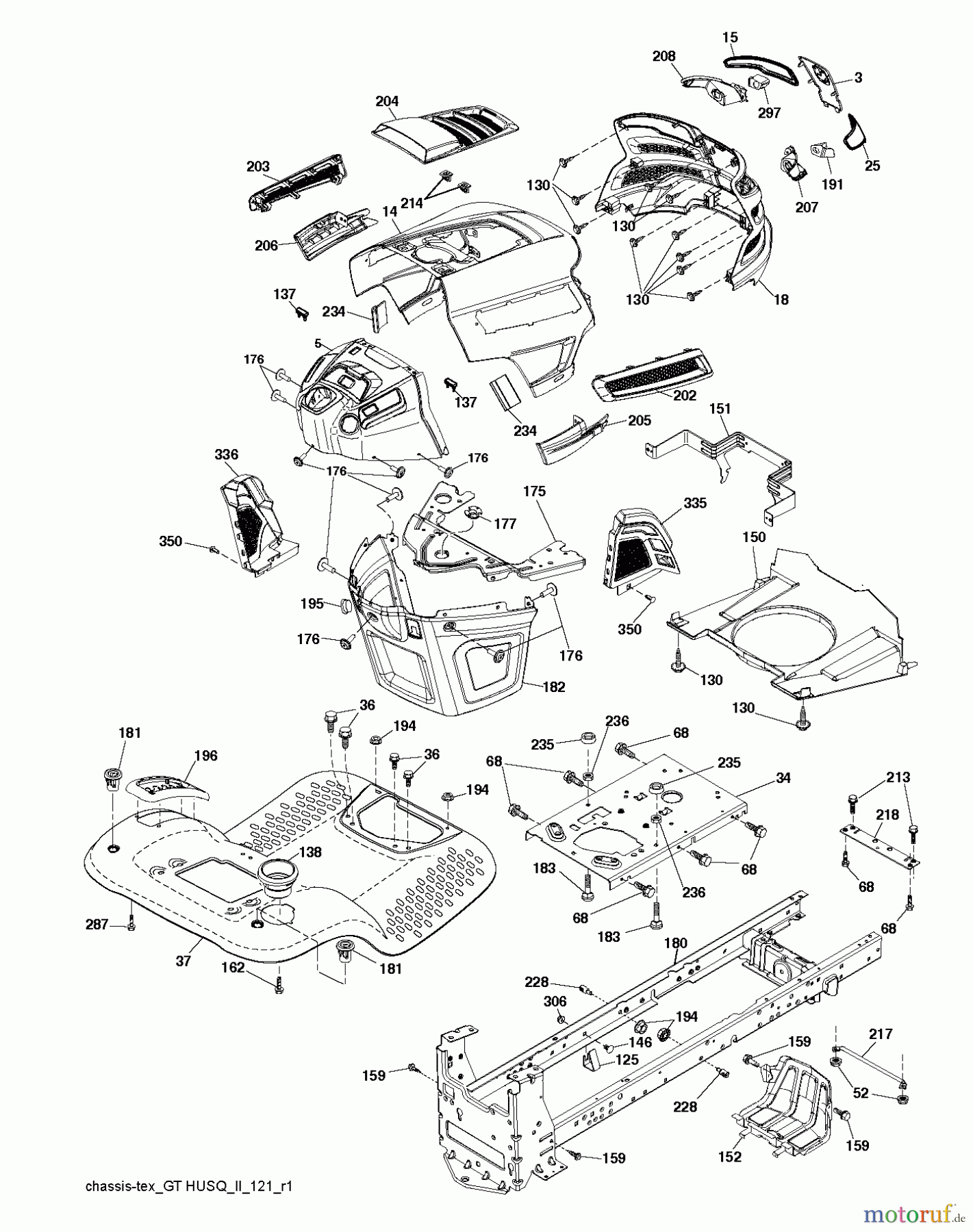 Husqvarna Rasen und Garten Traktoren YTH 22V46 (96045004500) - Husqvarna Yard Tractor (2013-08) CHASSIS / FRAME