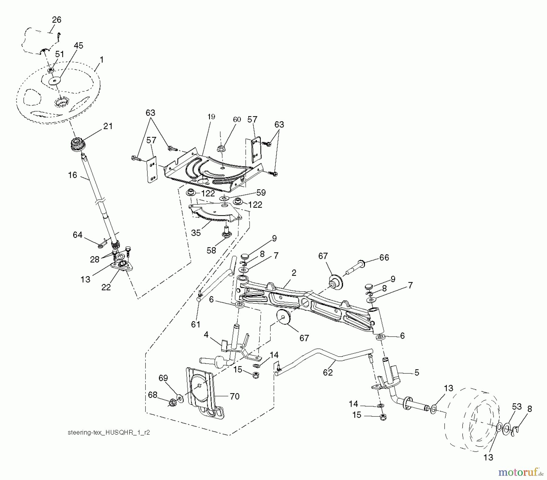 Husqvarna Rasen und Garten Traktoren YTH 22V46 (96045004500) - Husqvarna Yard Tractor (2013-08) STEERING
