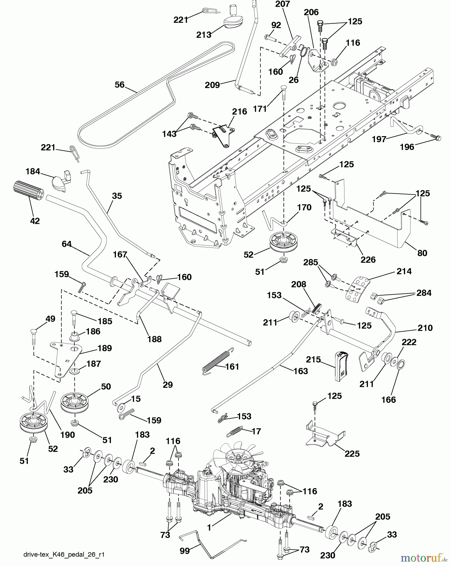  Husqvarna Rasen und Garten Traktoren YTH 22V46XLS (96043010300) - Husqvarna Yard Tractor (2009-12 & After) Drive