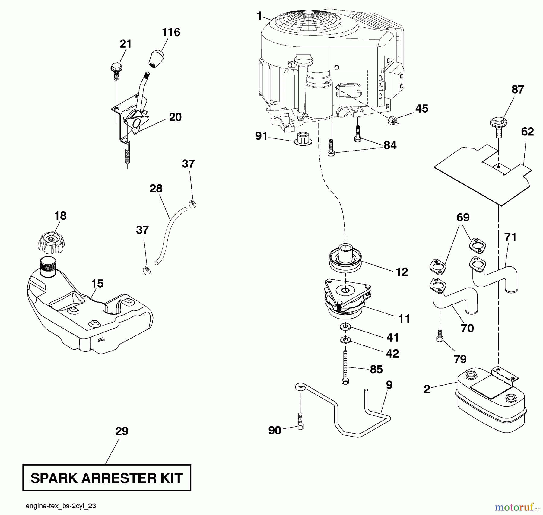 Husqvarna Rasen und Garten Traktoren YTH 22V46XLS (96043010300) - Husqvarna Yard Tractor (2009-12 & After) Engine
