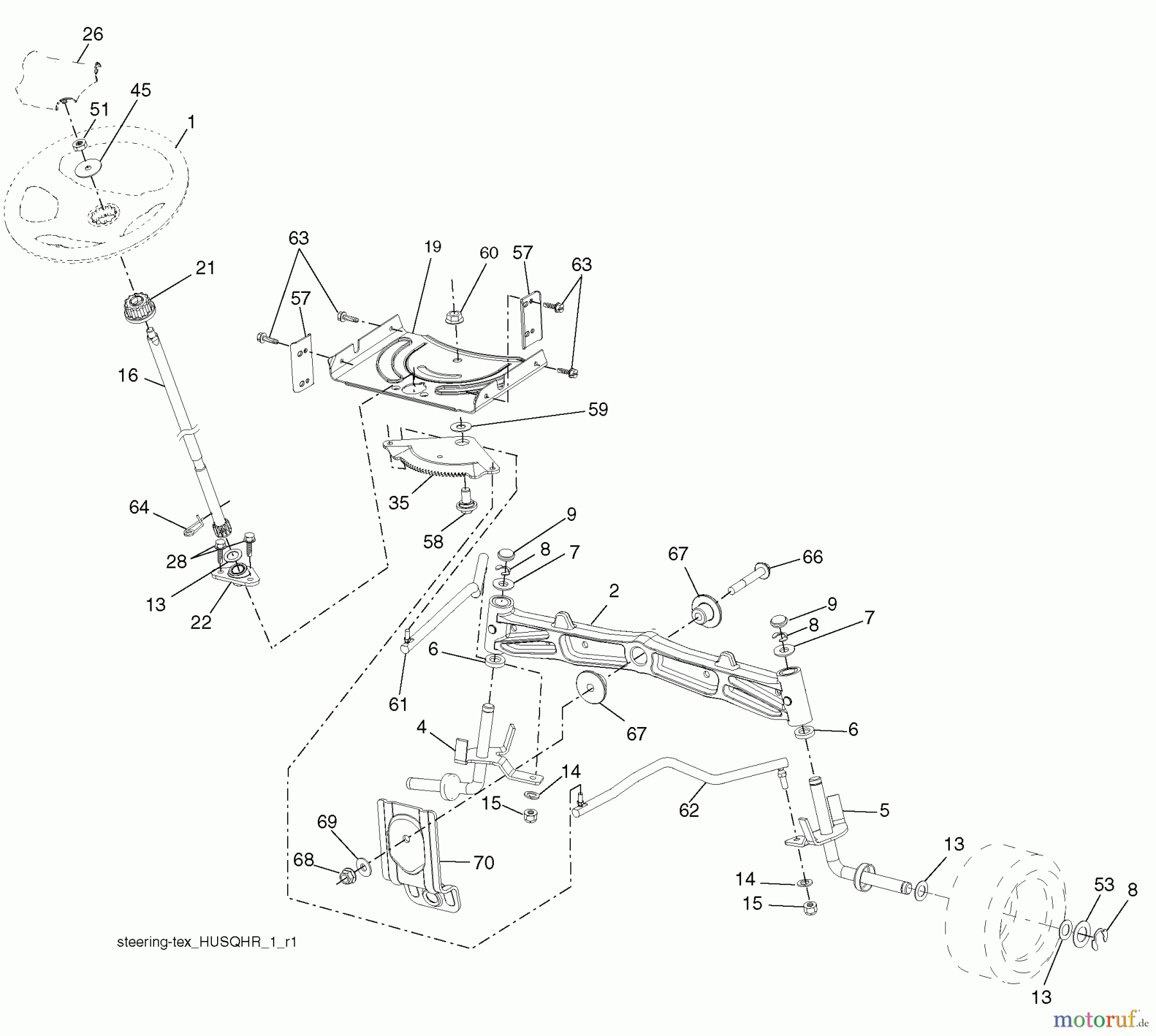 Husqvarna Rasen und Garten Traktoren YTH 22V46XLS (96043010300) - Husqvarna Yard Tractor (2009-12 & After) Steering Assembly