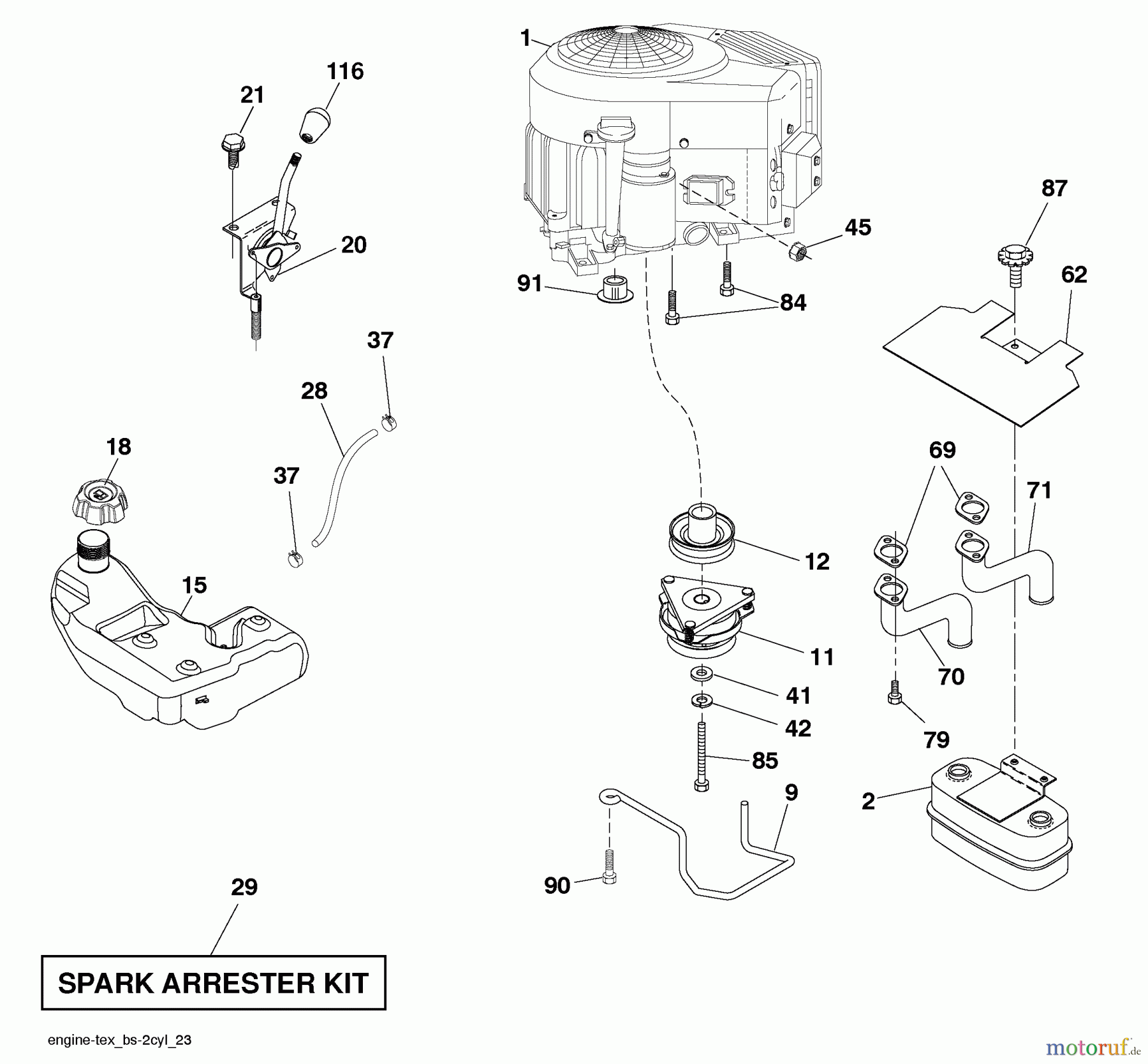 Husqvarna Rasen und Garten Traktoren YTH 22V46XLS (96043010301) - Husqvarna Yard Tractor (2010-02 & After) Engine