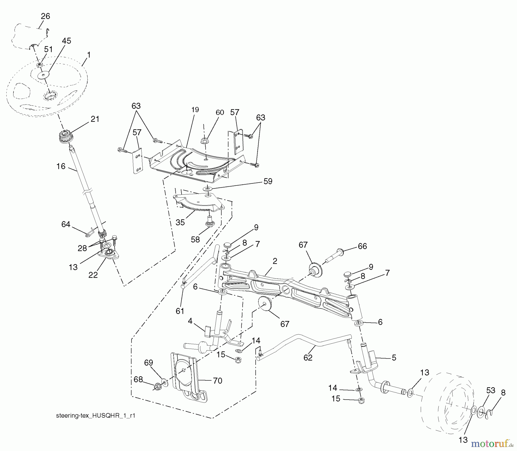 Husqvarna Rasen und Garten Traktoren YTH 22V46XLS (96043010301) - Husqvarna Yard Tractor (2010-02 & After) Steering Assembly