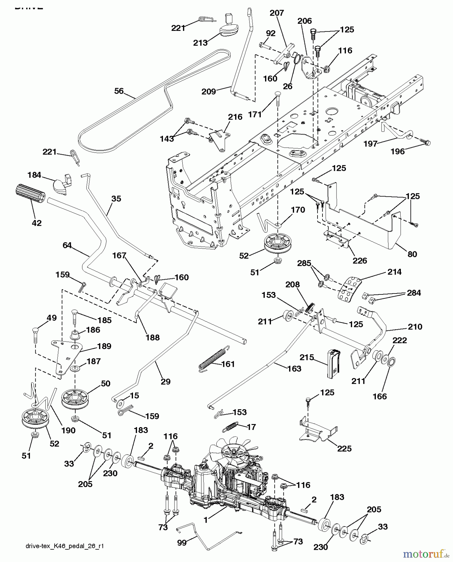 Husqvarna Rasen und Garten Traktoren YTH 22V46XLS (96043010301) - Husqvarna Yard Tractor (2012-02 & After) DRIVE