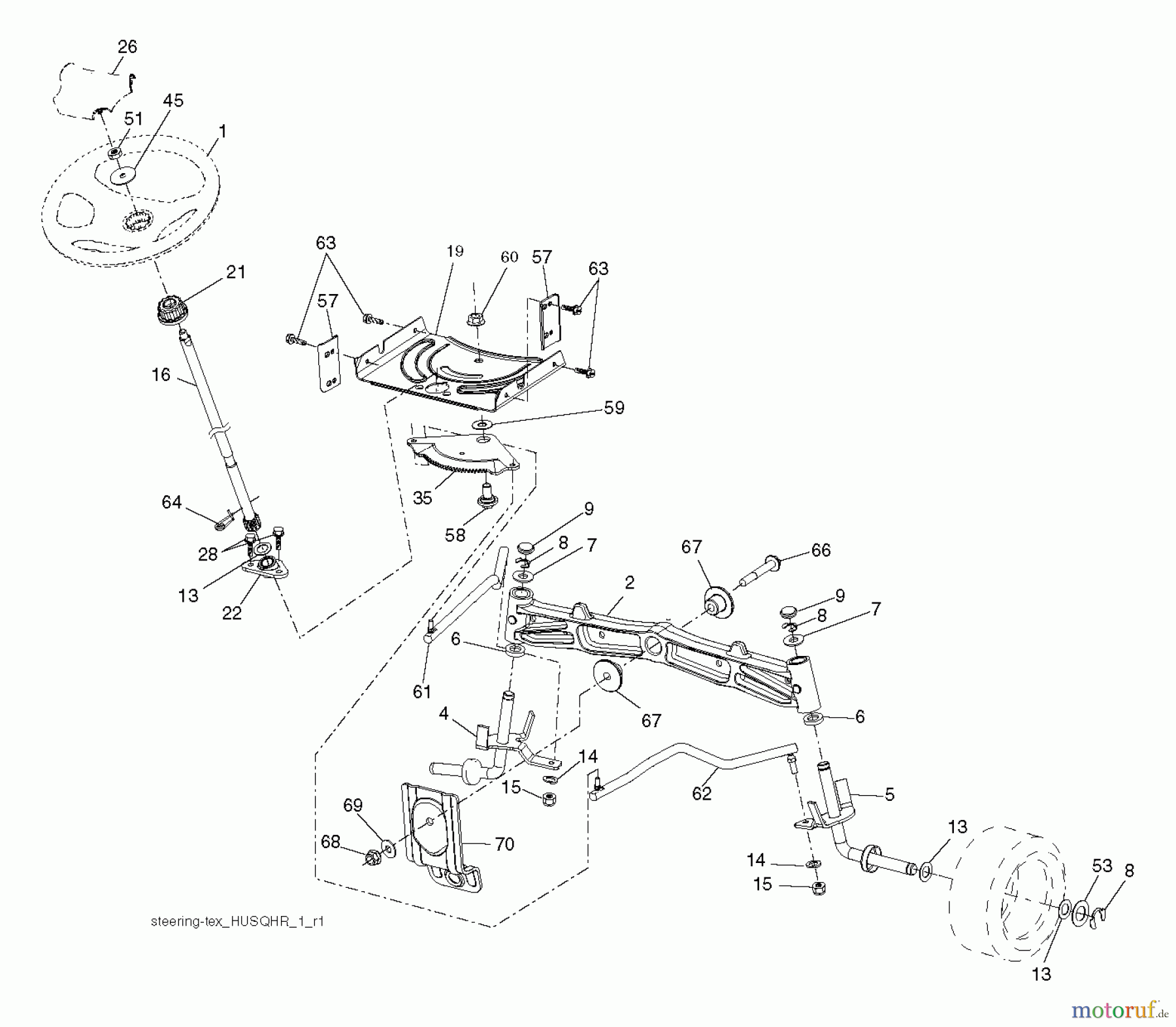 Husqvarna Rasen und Garten Traktoren YTH 22V46XLS (96043010301) - Husqvarna Yard Tractor (2012-02 & After) STEERING