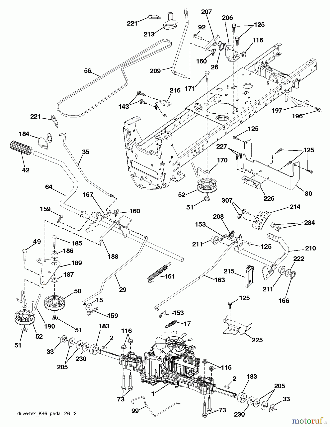 Husqvarna Rasen und Garten Traktoren YTH 22V46XLS (96043011201) - Husqvarna Yard Tractor (2010-12 & After) DRIVE