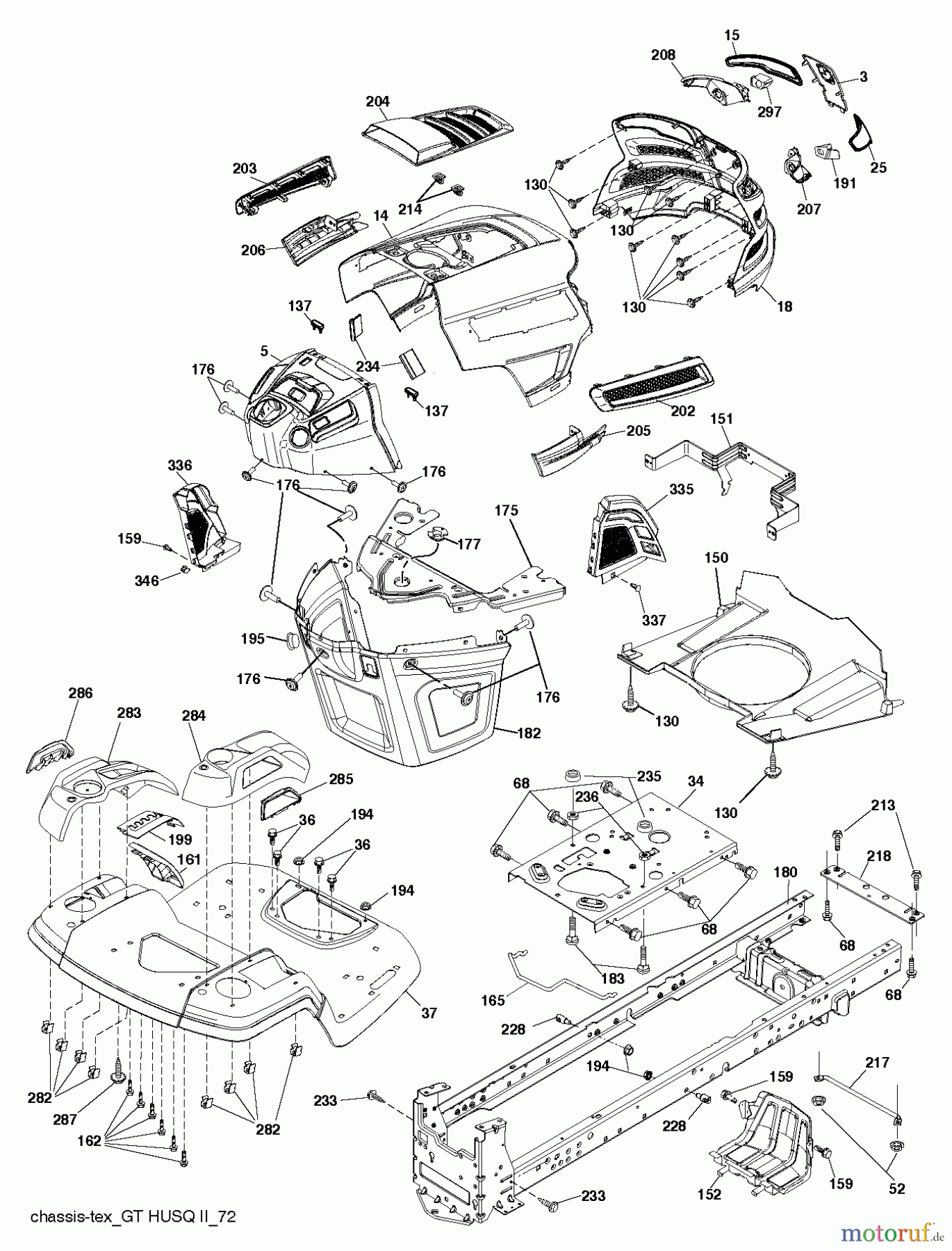 Husqvarna Rasen und Garten Traktoren YTH 2348 (240442) - Husqvarna Yard Tractor (2011-09 & After) CHASSIS / FRAME