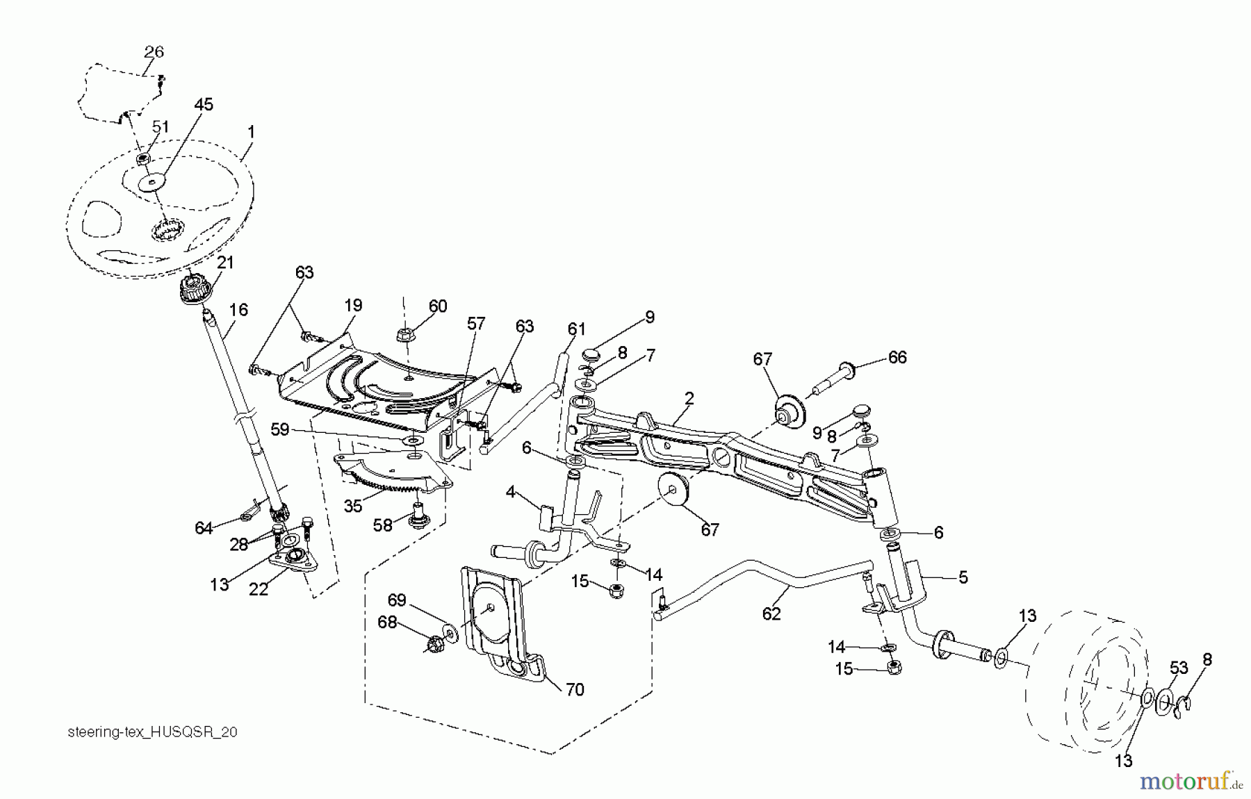 Husqvarna Rasen und Garten Traktoren YTH 2348 (240442) - Husqvarna Yard Tractor (2011-09 & After) STEERING