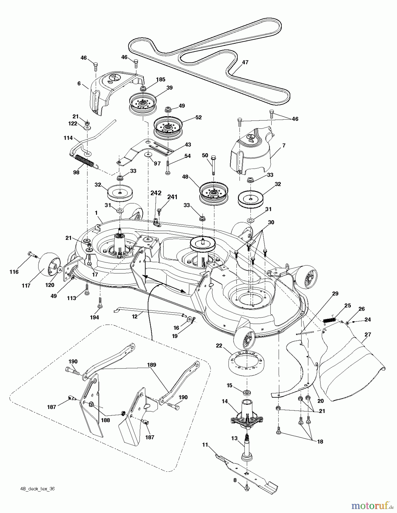 Husqvarna Rasen und Garten Traktoren YTH 2348 (240443) - Husqvarna Yard Tractor (2012-11 & After) MOWER DECK / CUTTING DECK