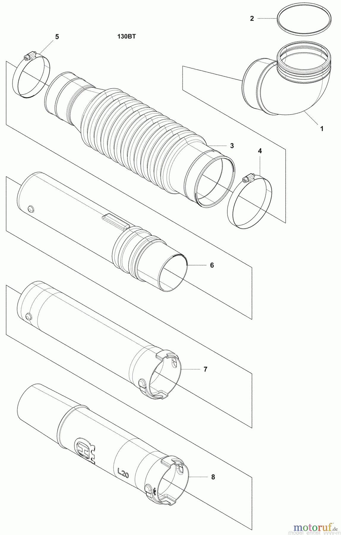 Husqvarna Bläser / Sauger / Häcksler / Mulchgeräte 130 BT - Husqvarna Backpack Blower (2008-10 & After) Blower Tubes