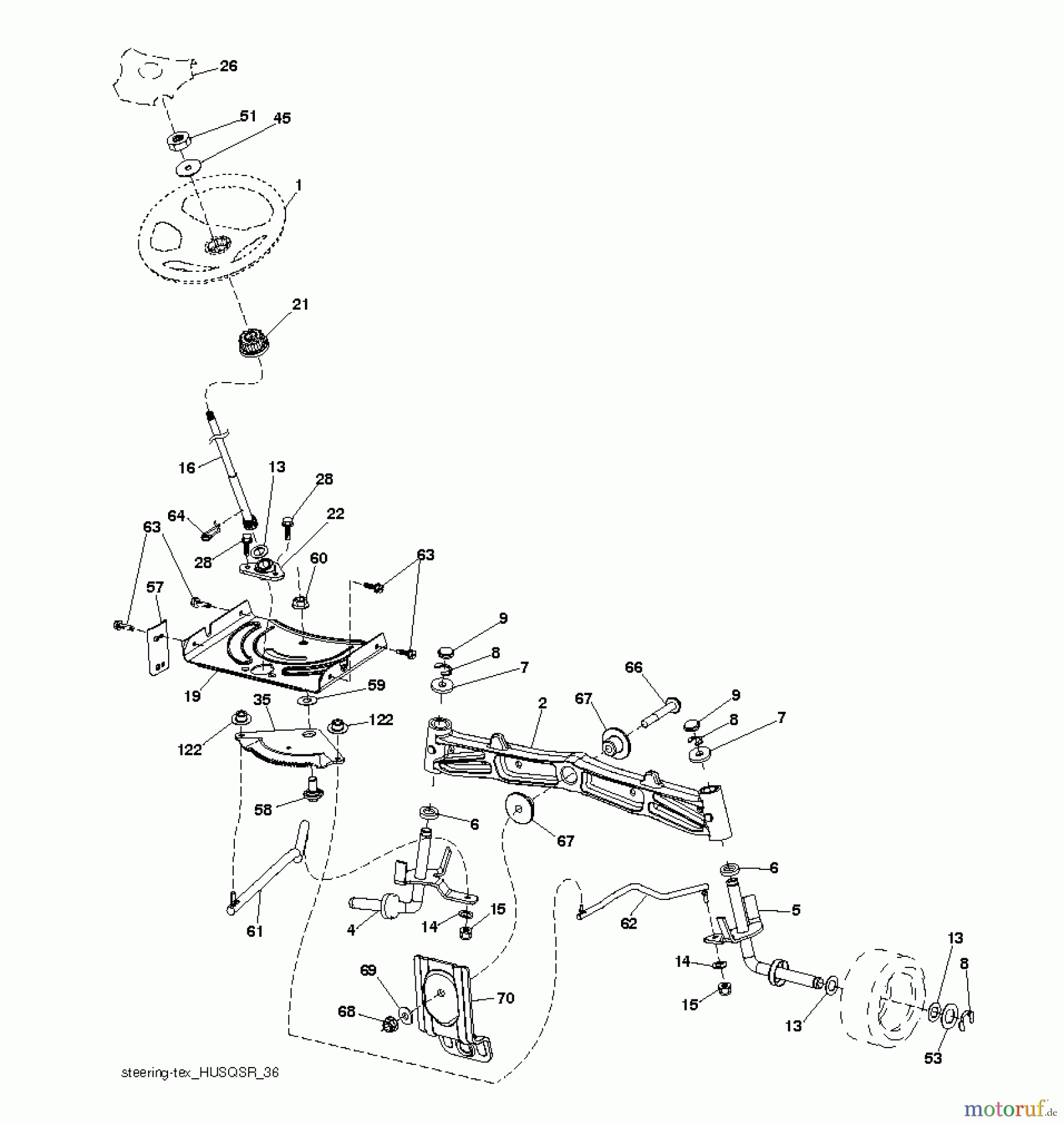 Husqvarna Rasen und Garten Traktoren YTH 2348 (240443) - Husqvarna Yard Tractor (2012-11 & After) STEERING