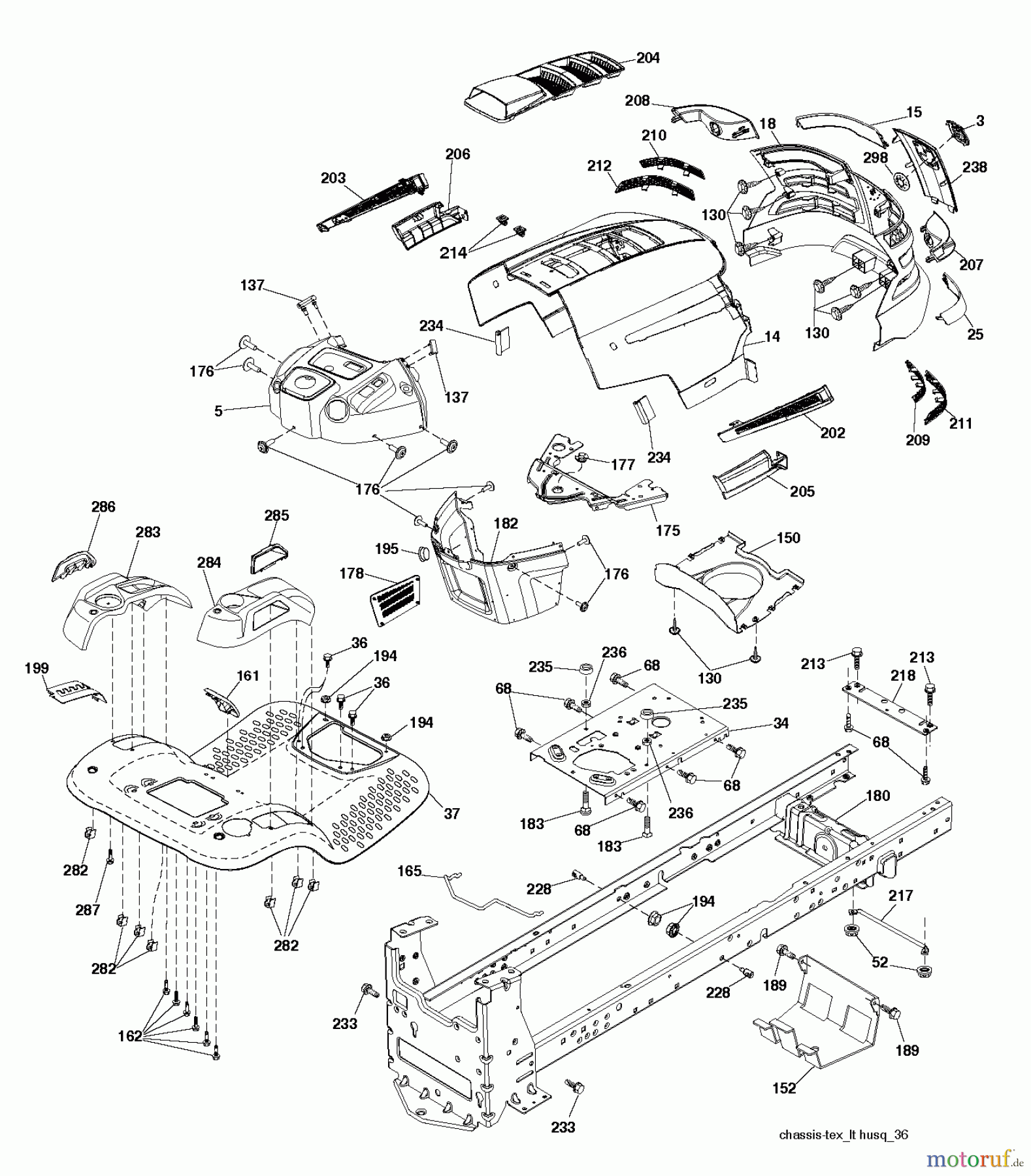 Husqvarna Rasen und Garten Traktoren YTH 2348 (289570) - Husqvarna Yard Tractor (2012-02 & After) CHASSIS ENCLOSURES