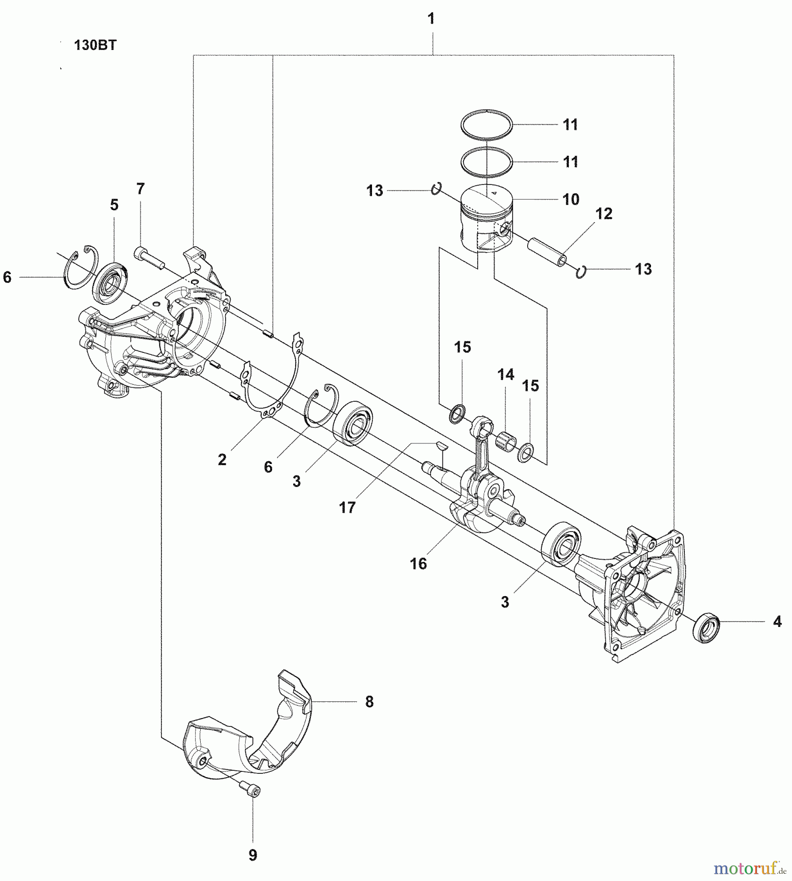 Husqvarna Bläser / Sauger / Häcksler / Mulchgeräte 130 BT - Husqvarna Backpack Blower (2008-10 & After) Crankcase / Crankshaft / Piston