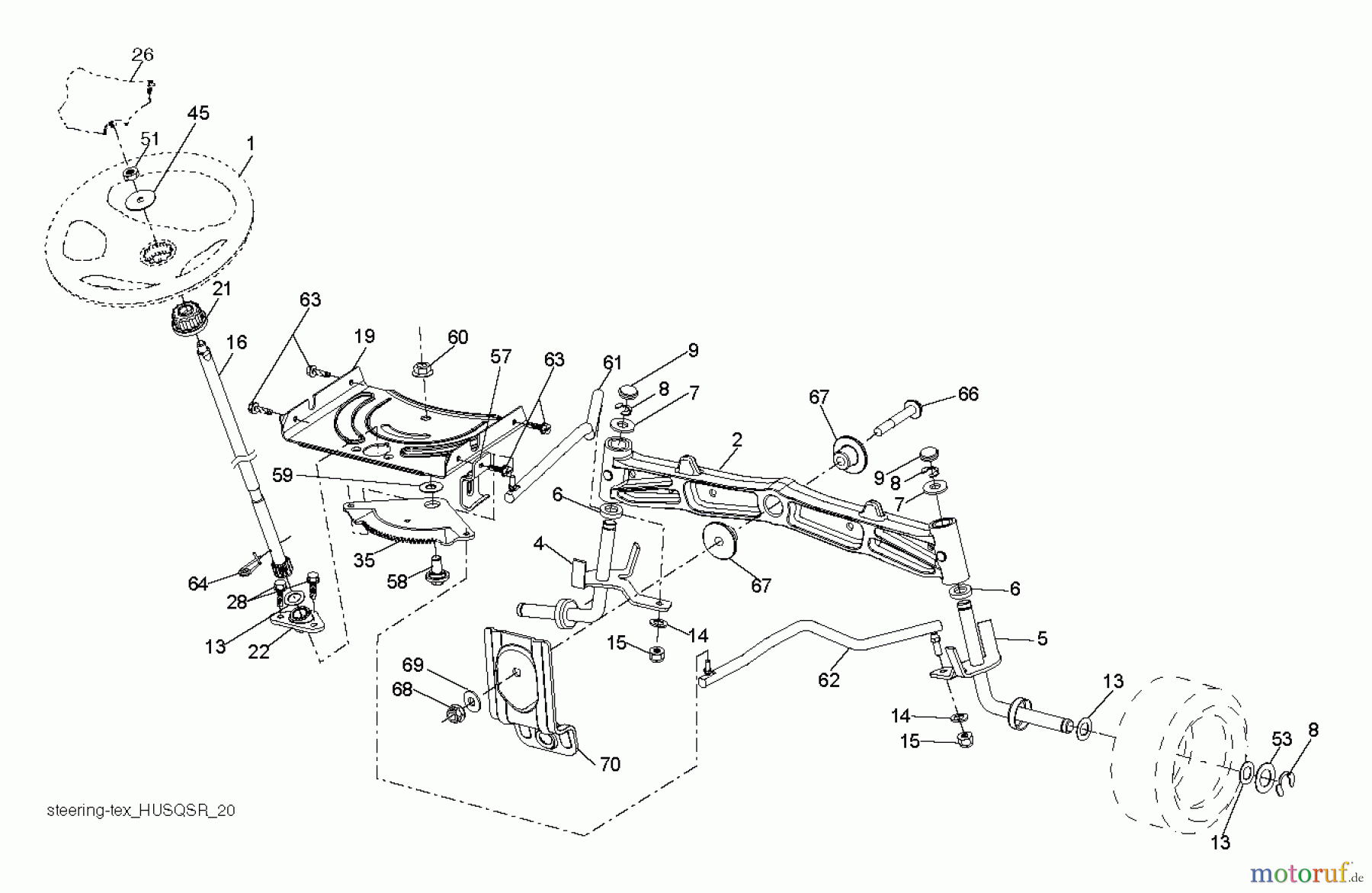 Husqvarna Rasen und Garten Traktoren YTH 2348 (289570) - Husqvarna Yard Tractor (2012-02 & After) STEERING