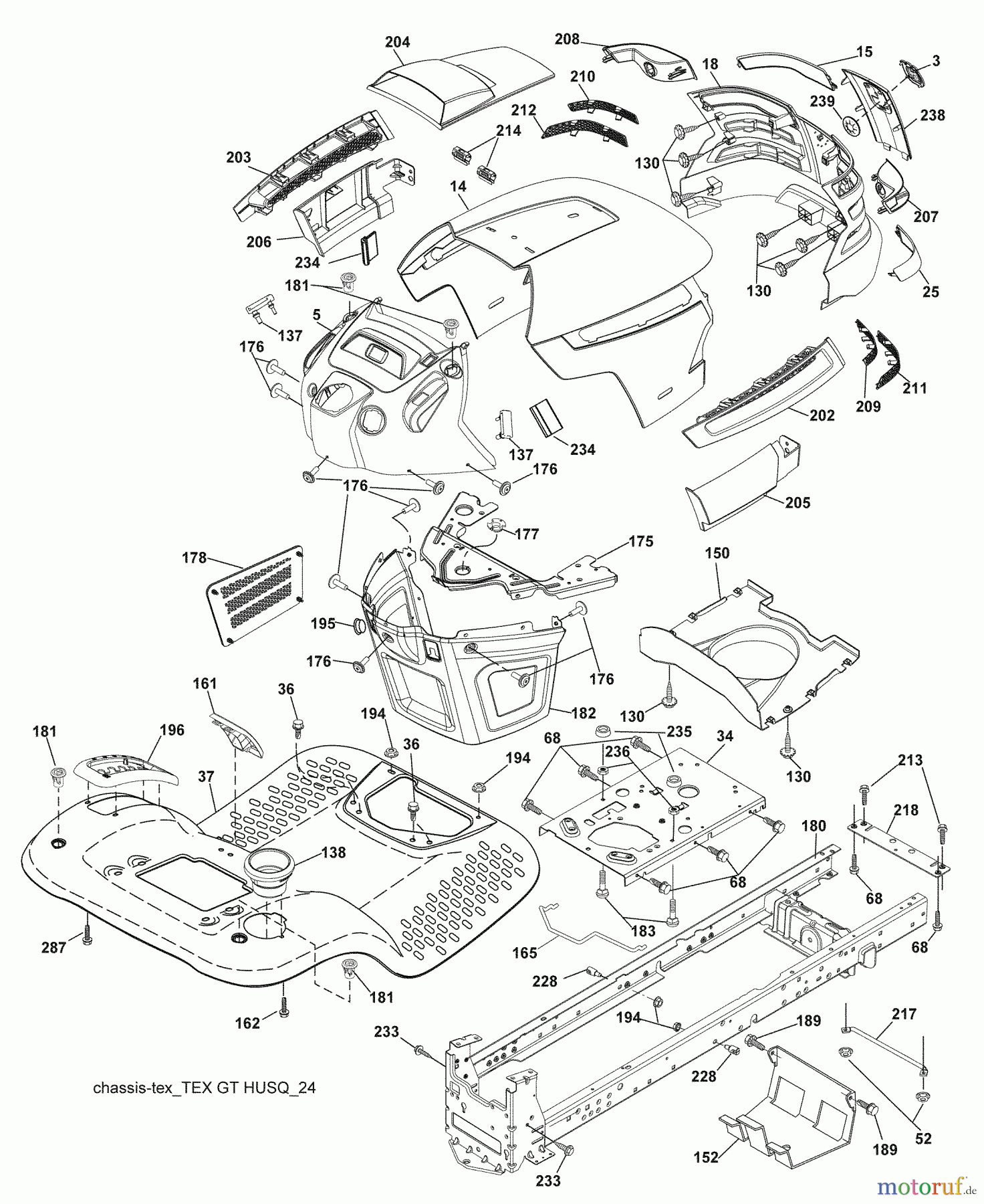 Husqvarna Rasen und Garten Traktoren YTH 2348 (917.289560) - Husqvarna Yard Tractor (2009-01 & After) (Sears Craftsman) Chassis