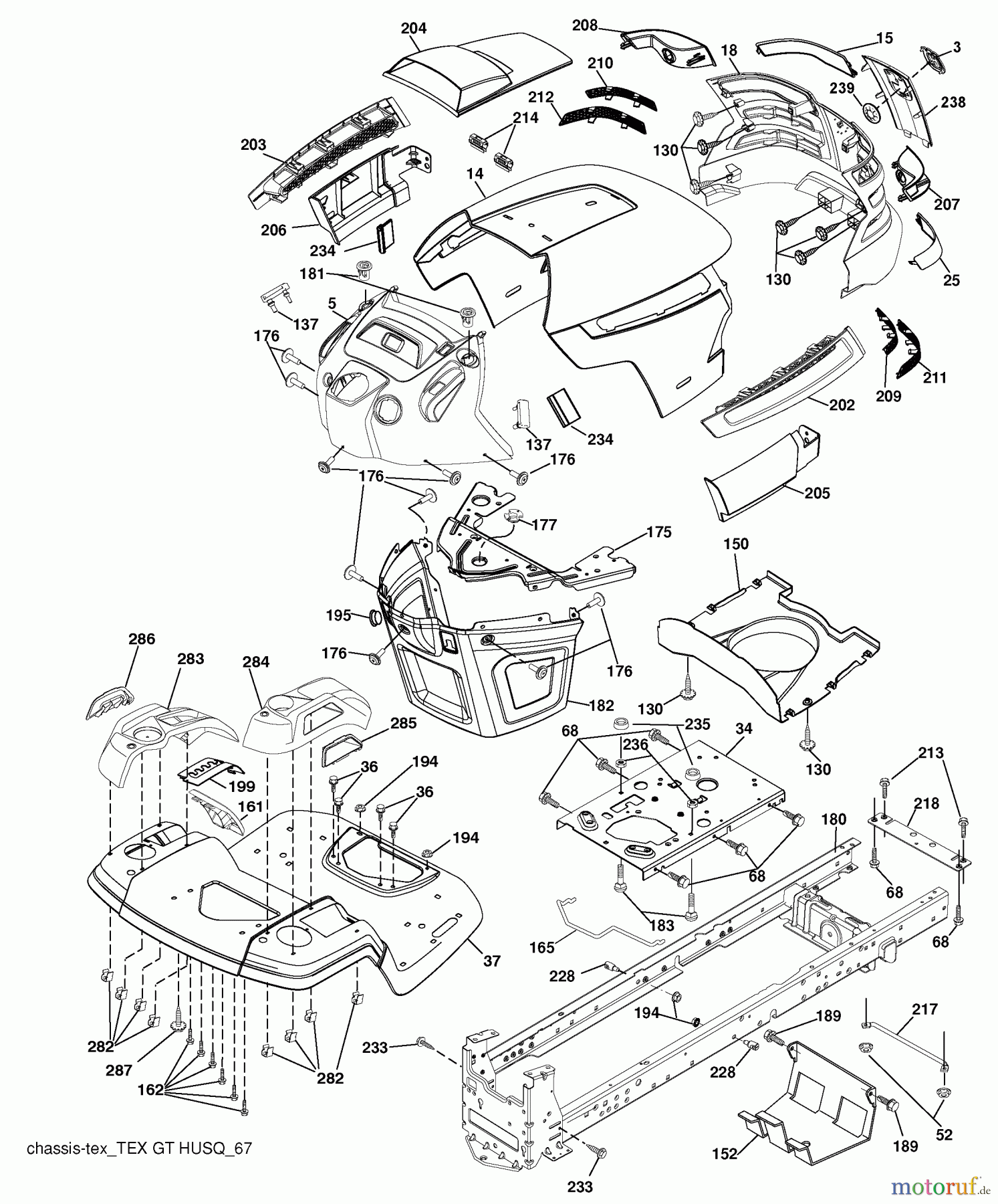 Husqvarna Rasen und Garten Traktoren YTH 2348 (917.289571) - Husqvarna Yard Tractor (2010-04 & After) (Sears Craftsman) Chassis