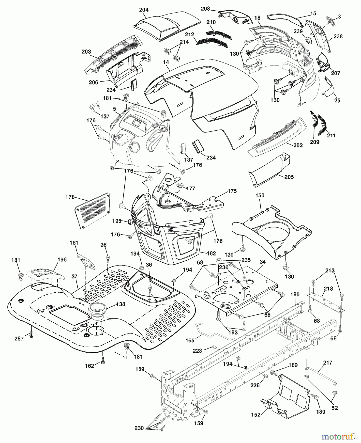 Husqvarna Rasen und Garten Traktoren YTH 2348 (96043003501) - Husqvarna Yard Tractor (2008-01 & After) Chassis