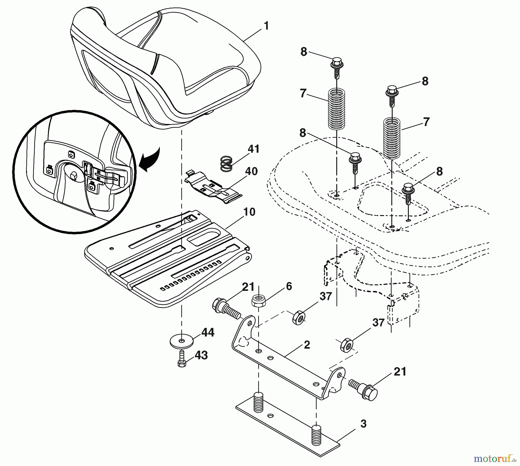 Husqvarna Rasen und Garten Traktoren YTH 2348 (96043003501) - Husqvarna Yard Tractor (2008-01 & After) Seat Assembly