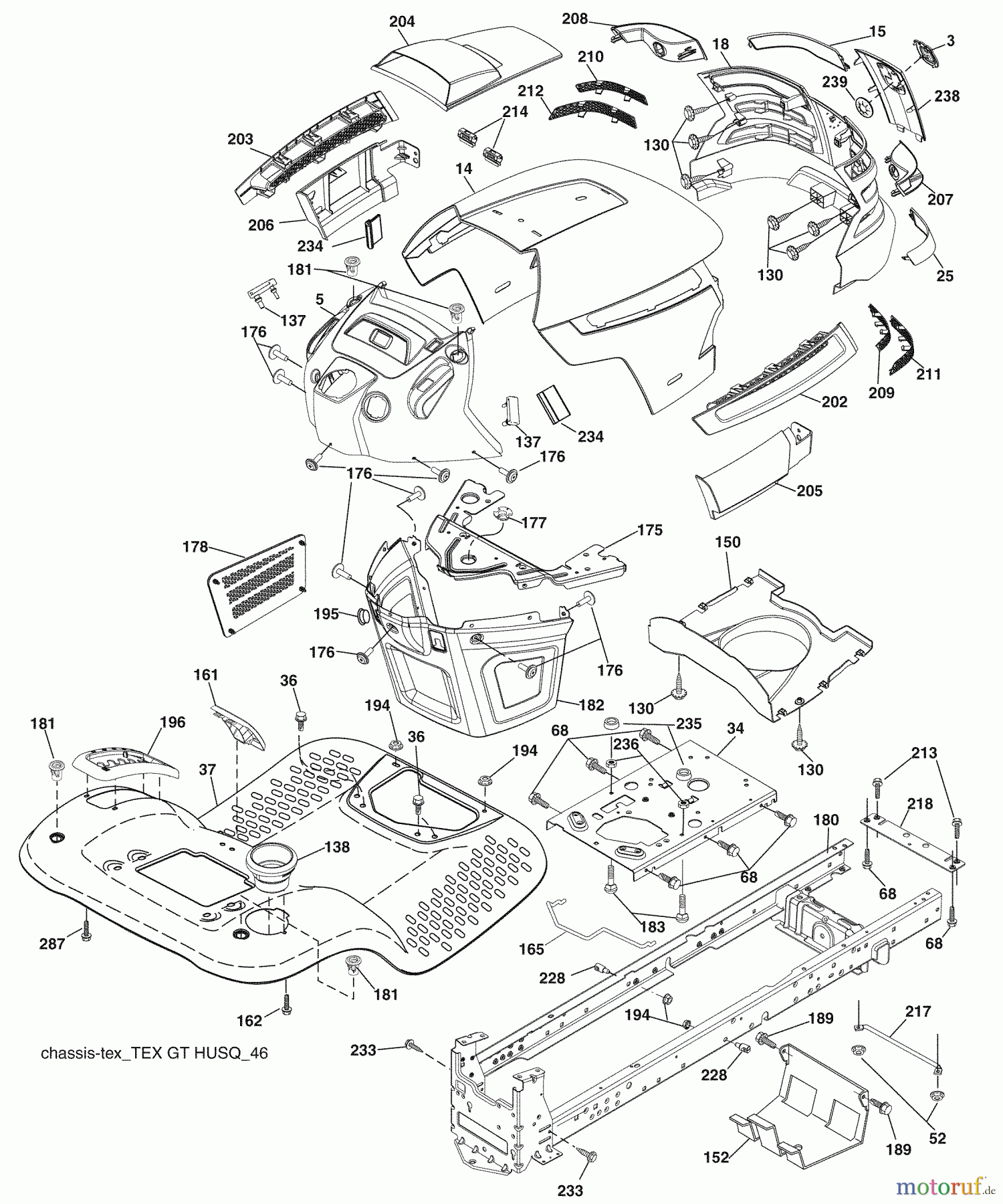 Husqvarna Rasen und Garten Traktoren YTH 2348 (96043005901) - Husqvarna Yard Tractor (2009-01 & After) Chassis