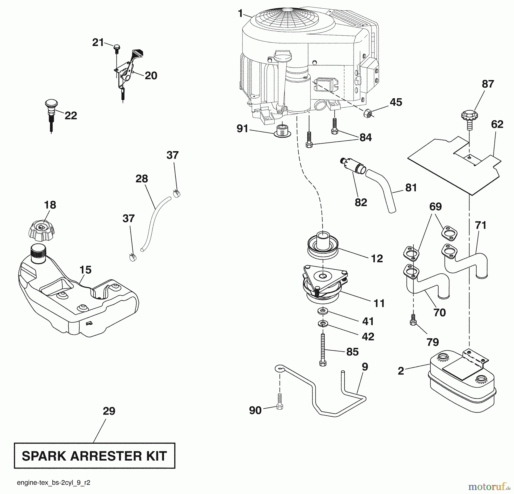 Husqvarna Rasen und Garten Traktoren YTH 2348 (96043005901) - Husqvarna Yard Tractor (2009-01 & After) Engine