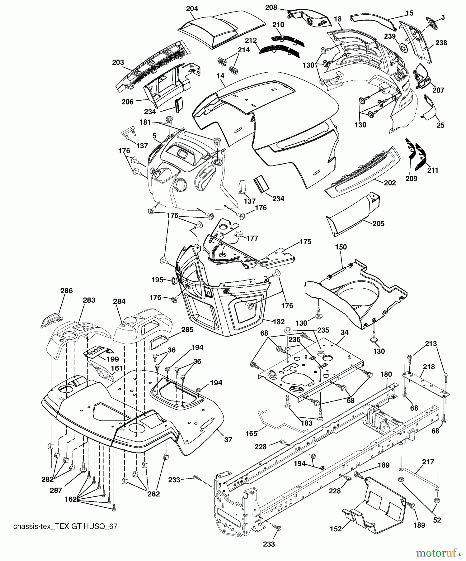 Husqvarna Rasen und Garten Traktoren YTH 2348 (96043008600) - Husqvarna Yard Tractor (2009-08 & After) Chassis