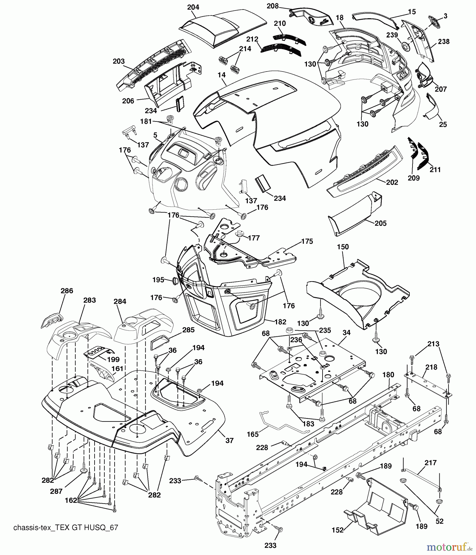 Husqvarna Rasen und Garten Traktoren YTH 2348 (96043009600) - Husqvarna Yard Tractor (2009-10 & After) Chassis