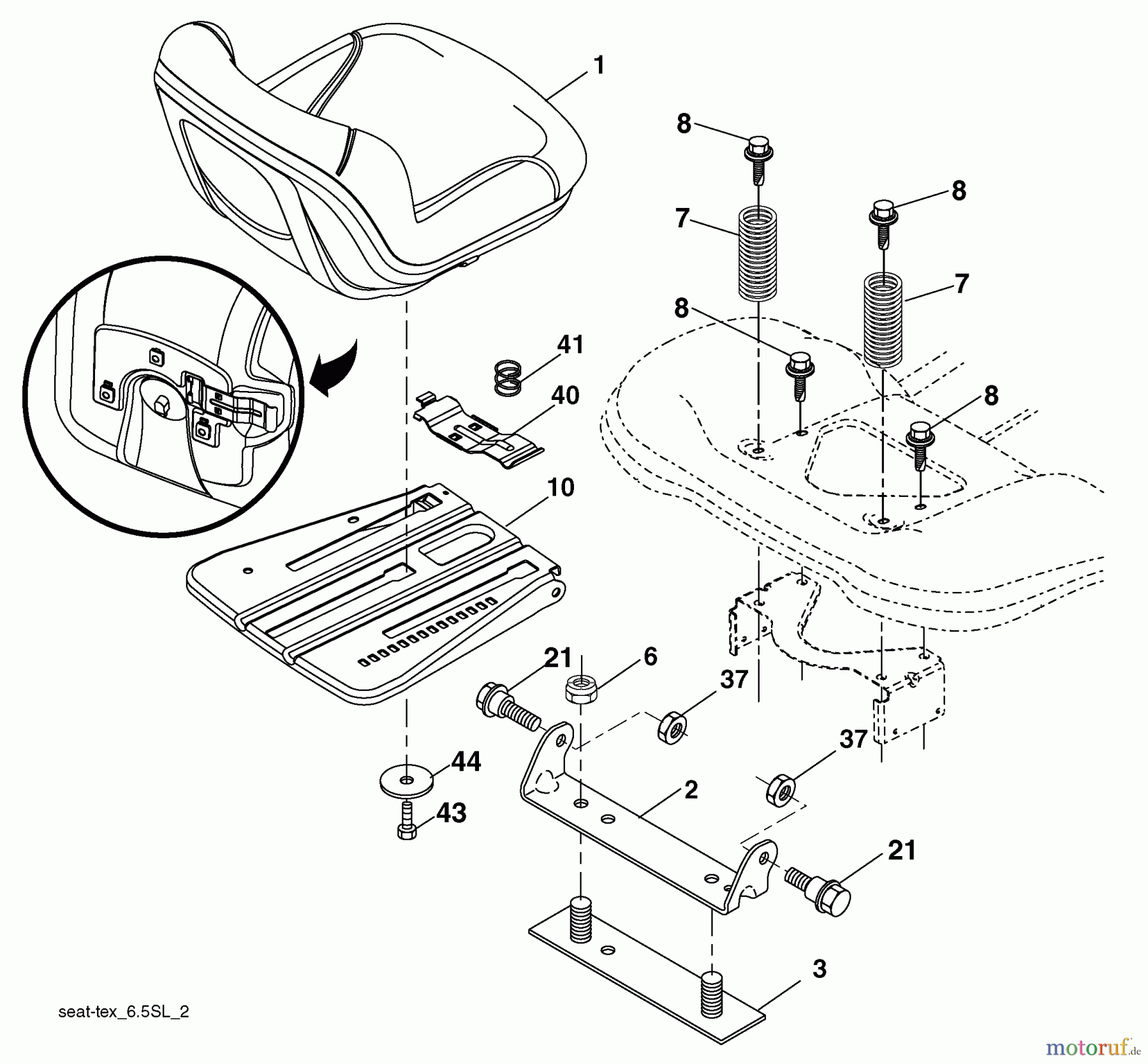 Husqvarna Rasen und Garten Traktoren YTH 2348 (96043009600) - Husqvarna Yard Tractor (2009-10 & After) Seat Assembly