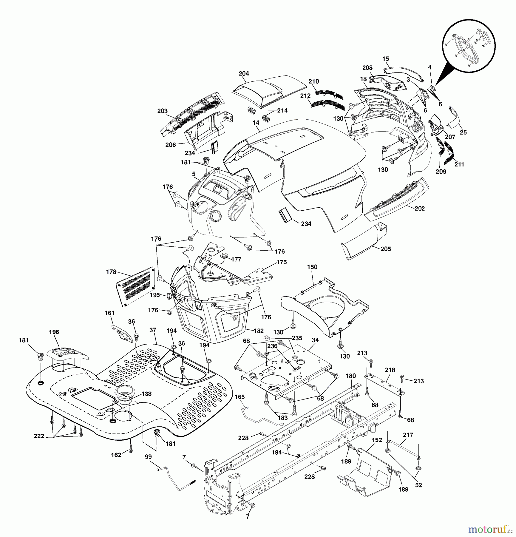 Husqvarna Rasen und Garten Traktoren YTH 2348 (96045000500) - Husqvarna Yard Tractor (2006-11 & After) Chassis