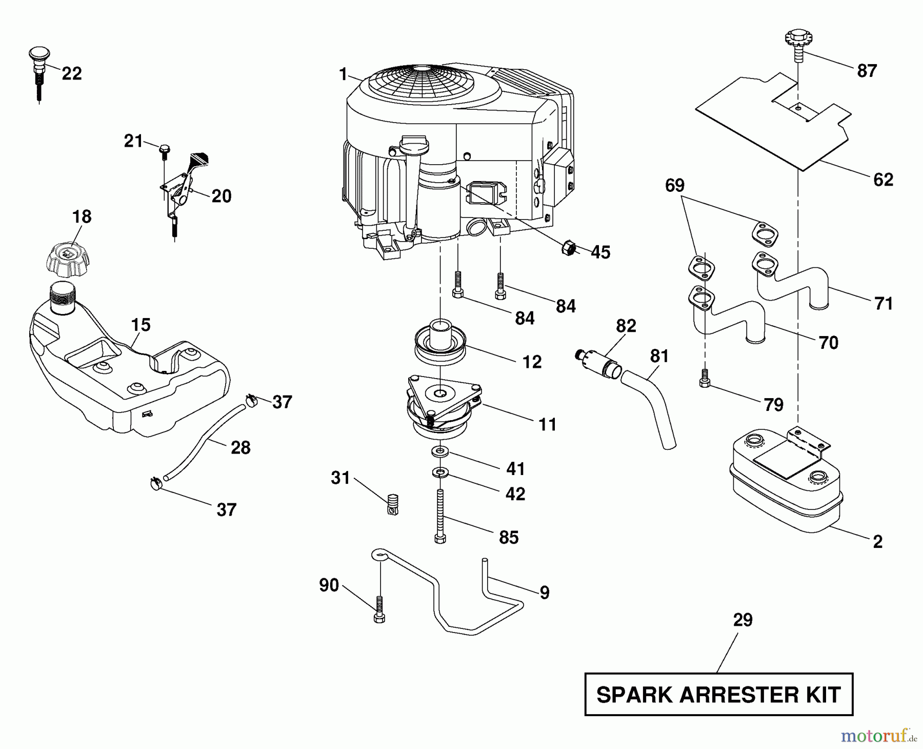 Husqvarna Rasen und Garten Traktoren YTH 2348 (96045000500) - Husqvarna Yard Tractor (2006-11 & After) Engine