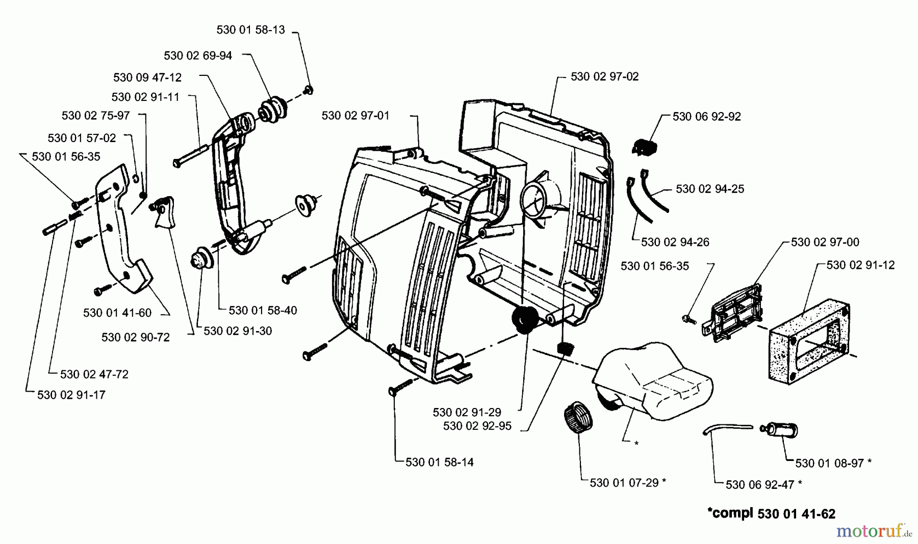 Husqvarna Bläser / Sauger / Häcksler / Mulchgeräte 132 HBV - Husqvarna Handheld Blower Vacuum (1991-11 to 1995-12) Handle / Engine Housing