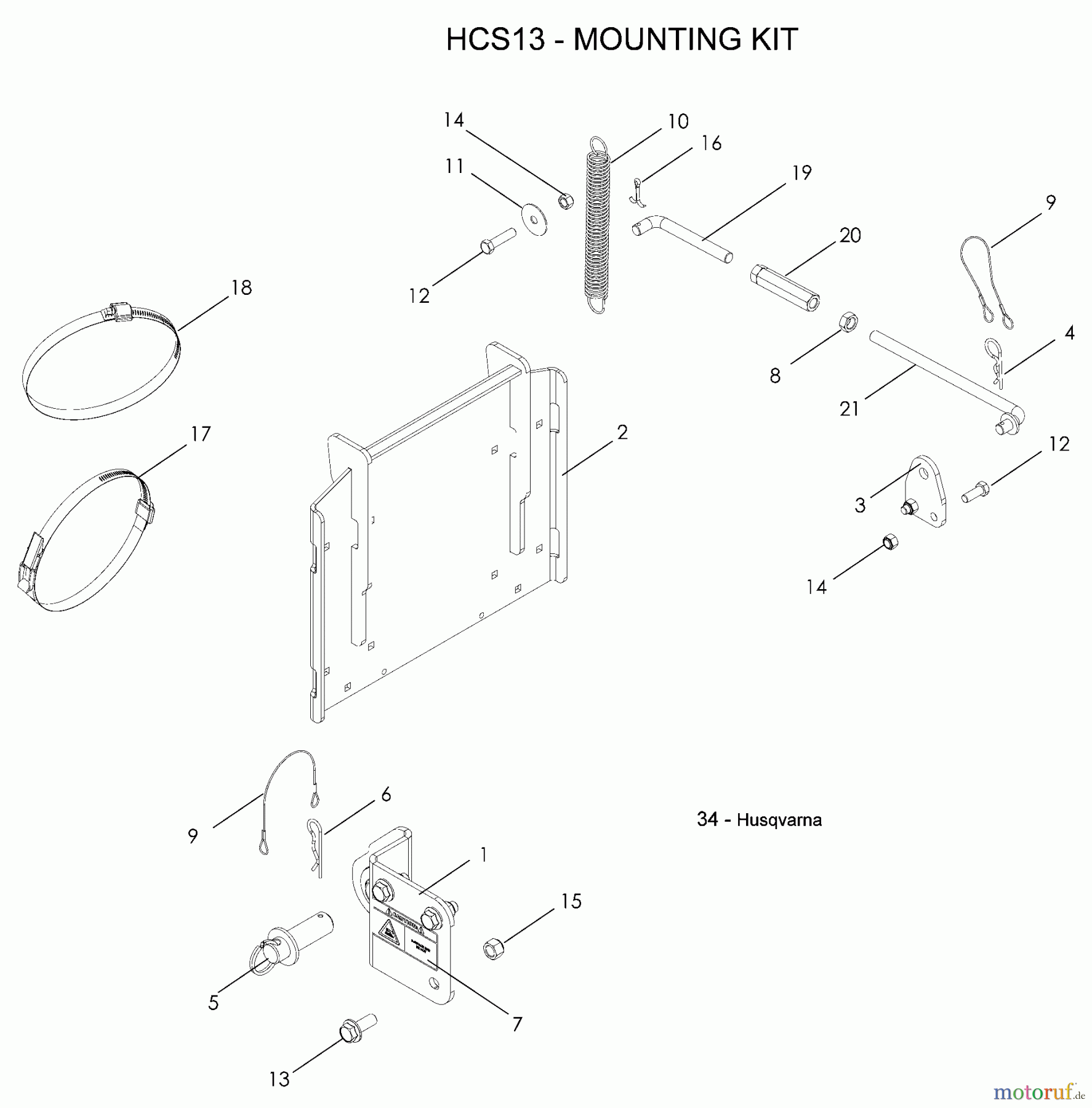 Husqvarna Rasen und Garten Traktoren YTH 2348 (96045000501) - Husqvarna Yard Tractor (2008-02 & After) Accessories and HCS13 - Mounting Kit