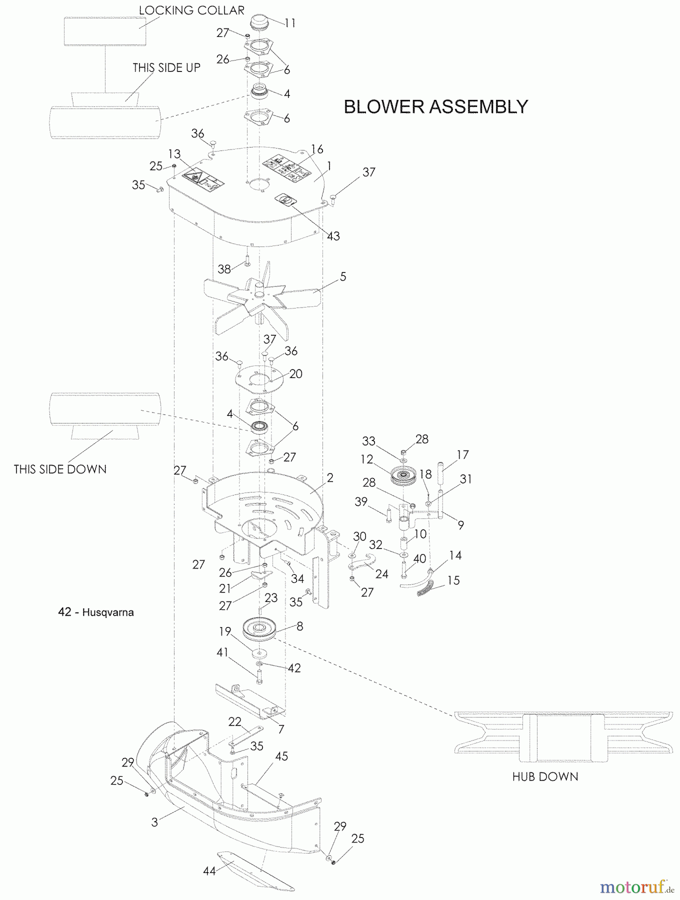  Husqvarna Rasen und Garten Traktoren YTH 2348 (96045000501) - Husqvarna Yard Tractor (2008-02 & After) Blower Assembly