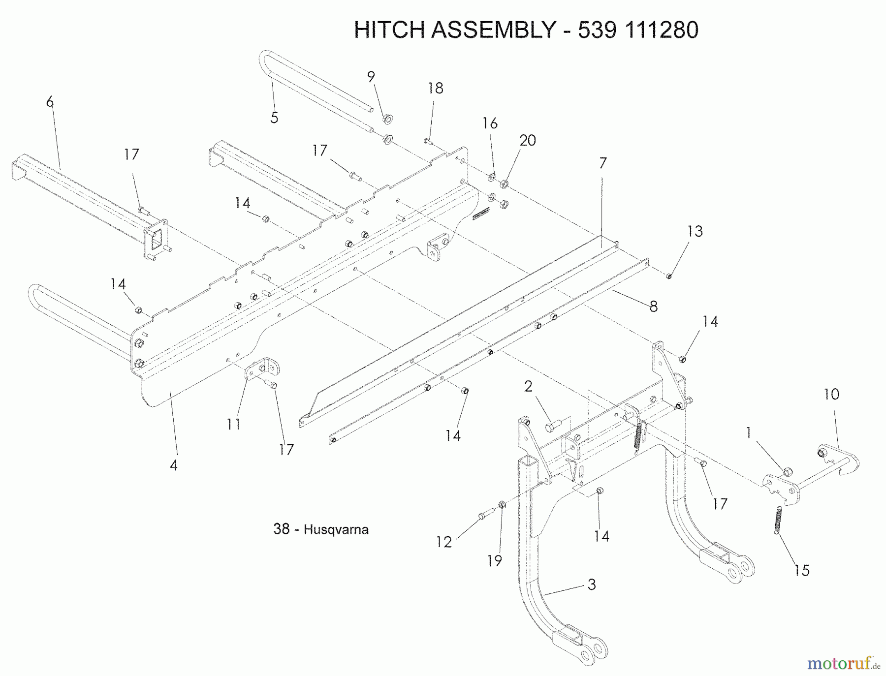Husqvarna Rasen und Garten Traktoren YTH 2348 (96045000501) - Husqvarna Yard Tractor (2008-02 & After) Hitch Assembly