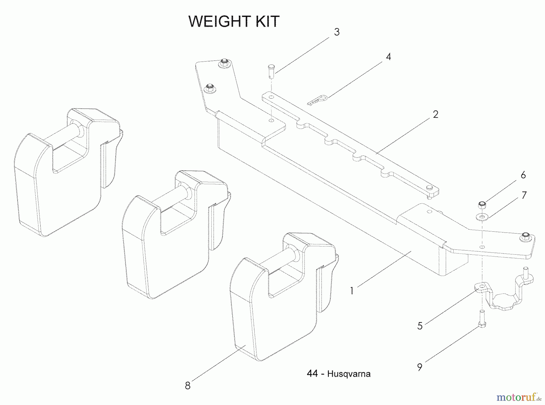 Husqvarna Rasen und Garten Traktoren YTH 2348 (96045000501) - Husqvarna Yard Tractor (2008-02 & After) Weight Kit