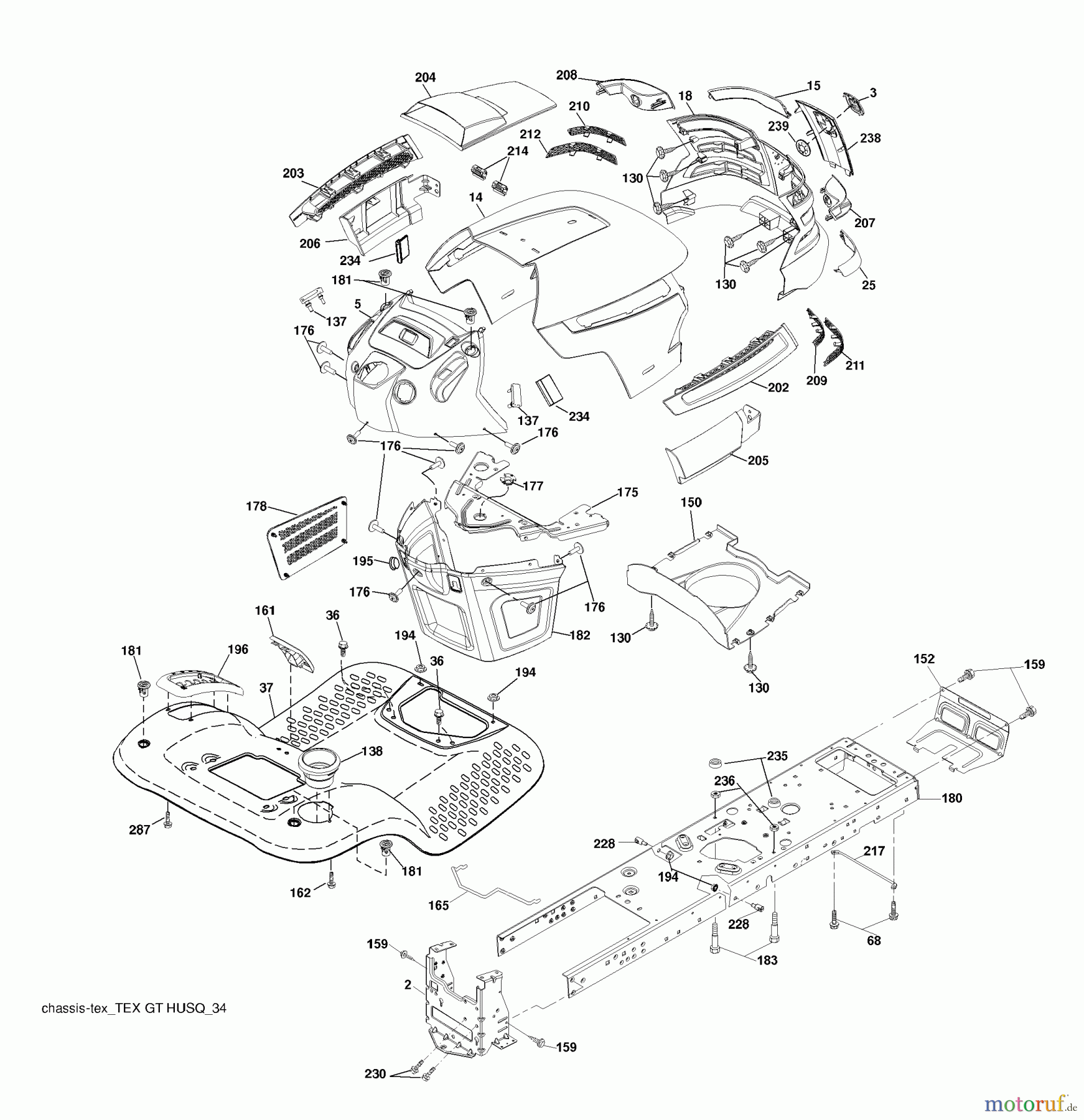 Husqvarna Rasen und Garten Traktoren YTH 2348 (96045000502) - Husqvarna Yard Tractor (2008-04 & After) Chassis