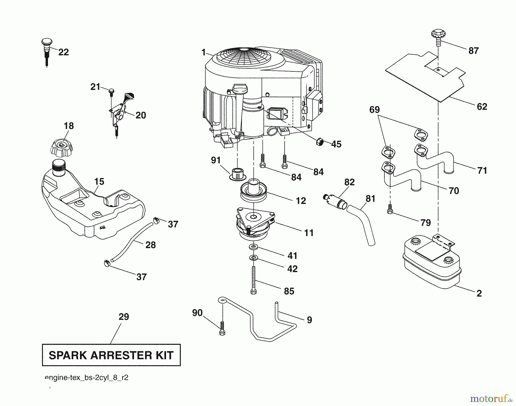Husqvarna Rasen und Garten Traktoren YTH 2348 (96045000503) - Husqvarna Yard Tractor (2009-02 & After) Engine