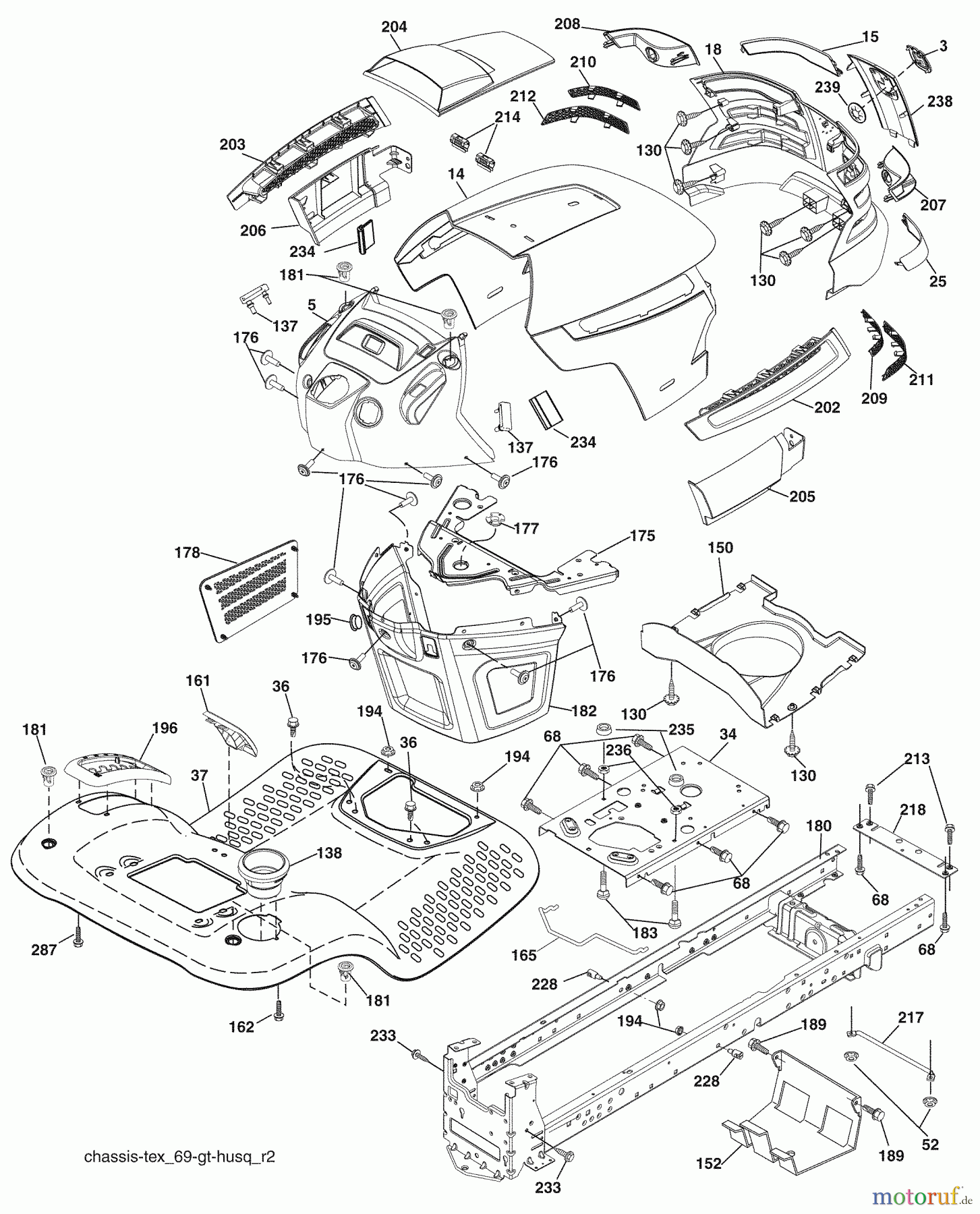 Husqvarna Rasen und Garten Traktoren YTH 2348 (96045000901) - Husqvarna Yard Tractor (2008-09 & After) Chassis
