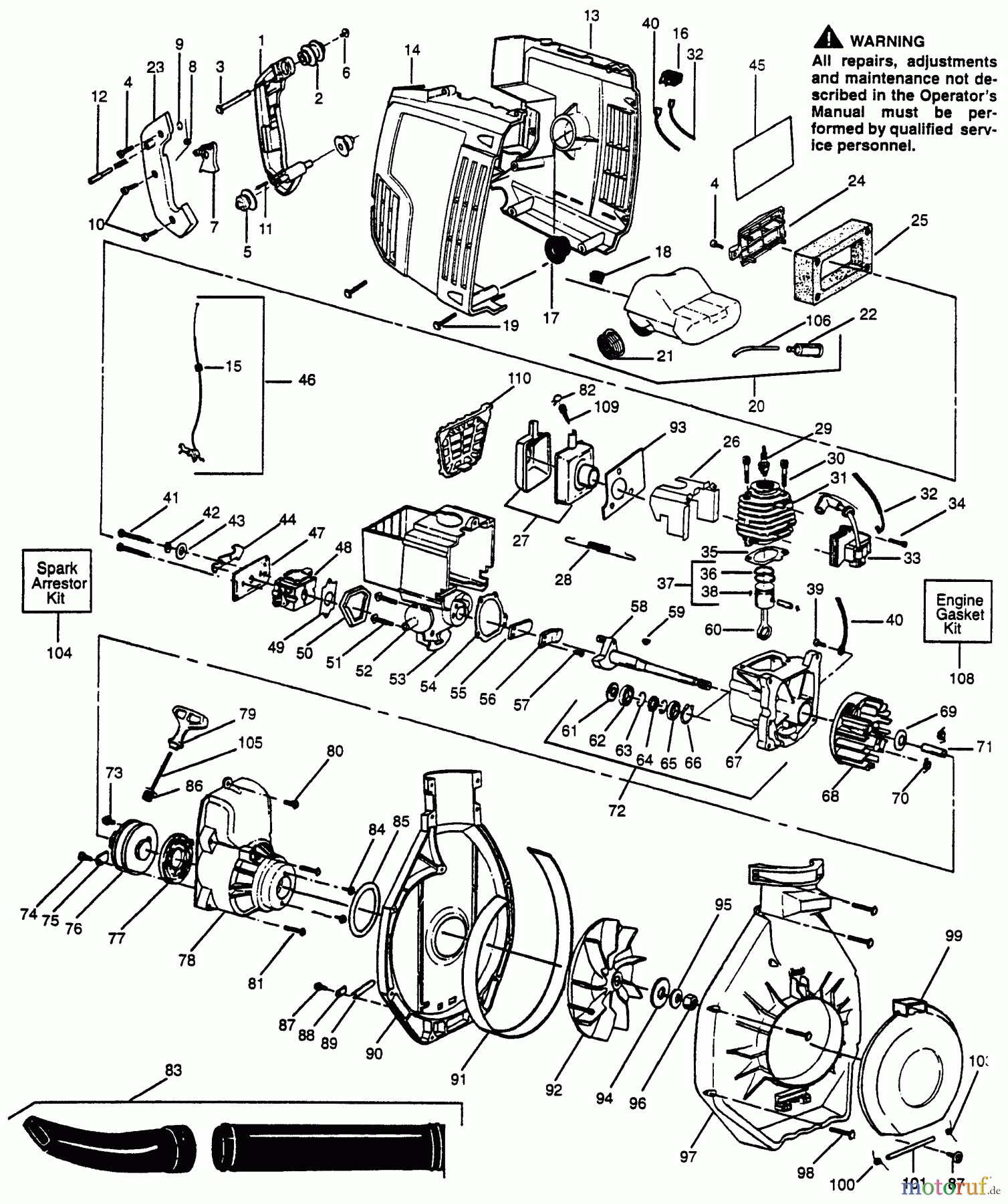 Husqvarna Bläser / Sauger / Häcksler / Mulchgeräte 132 HBV - Husqvarna Handheld Blower Vacuum (1996-01 & After) Main Assembly