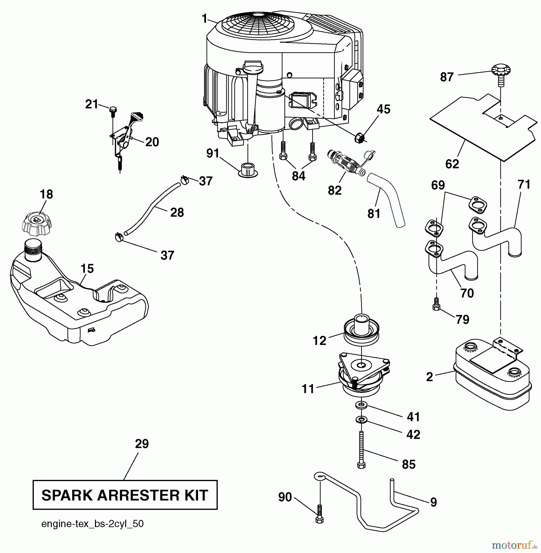 Husqvarna Rasen und Garten Traktoren YTH 2348 (96045002201) - Husqvarna Yard Tractor (2010-04 & After) Engine