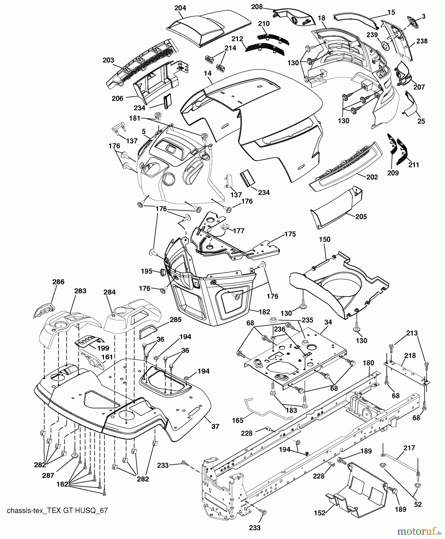 Husqvarna Rasen und Garten Traktoren YTH 2348 (96045002202) - Husqvarna Yard Tractor (2010-05 & After) Chassis