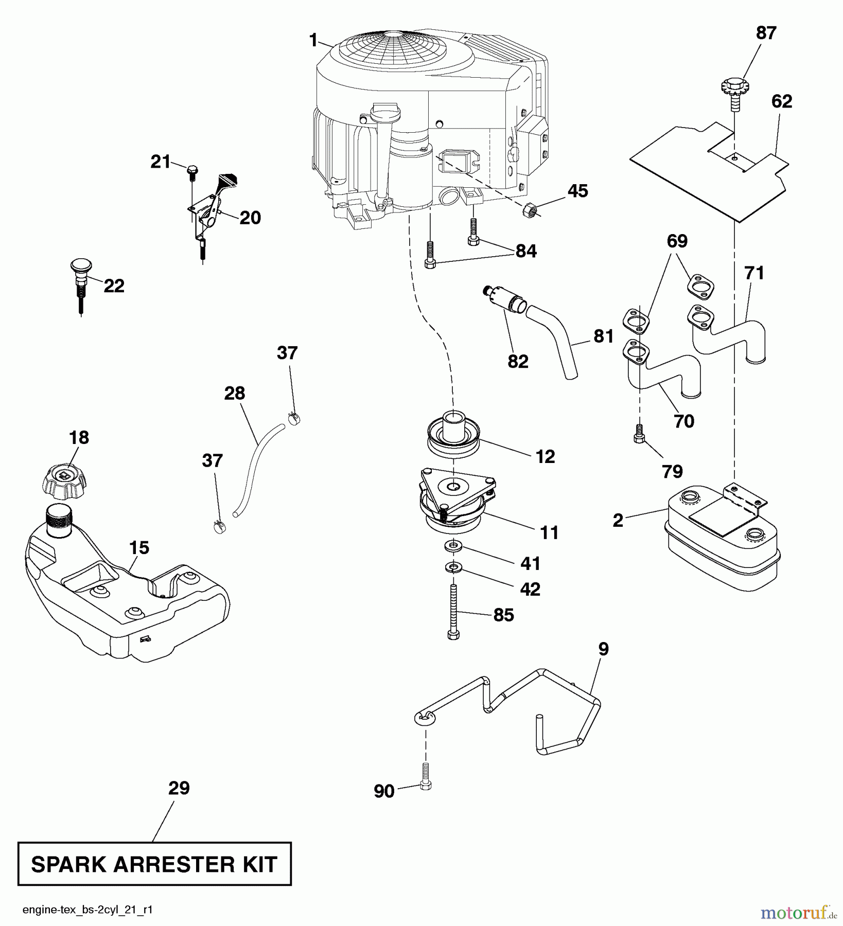 Husqvarna Rasen und Garten Traktoren YTH 2348 (96045002202) - Husqvarna Yard Tractor (2010-05 & After) Engine