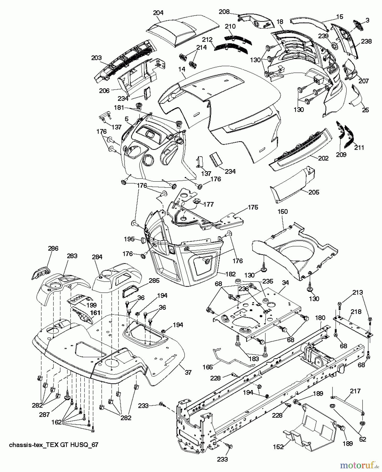 Husqvarna Rasen und Garten Traktoren YTH 2348 (96045002500) - Husqvarna Yard Tractor (2012-02 & After) CHASSIS ENCLOSURES