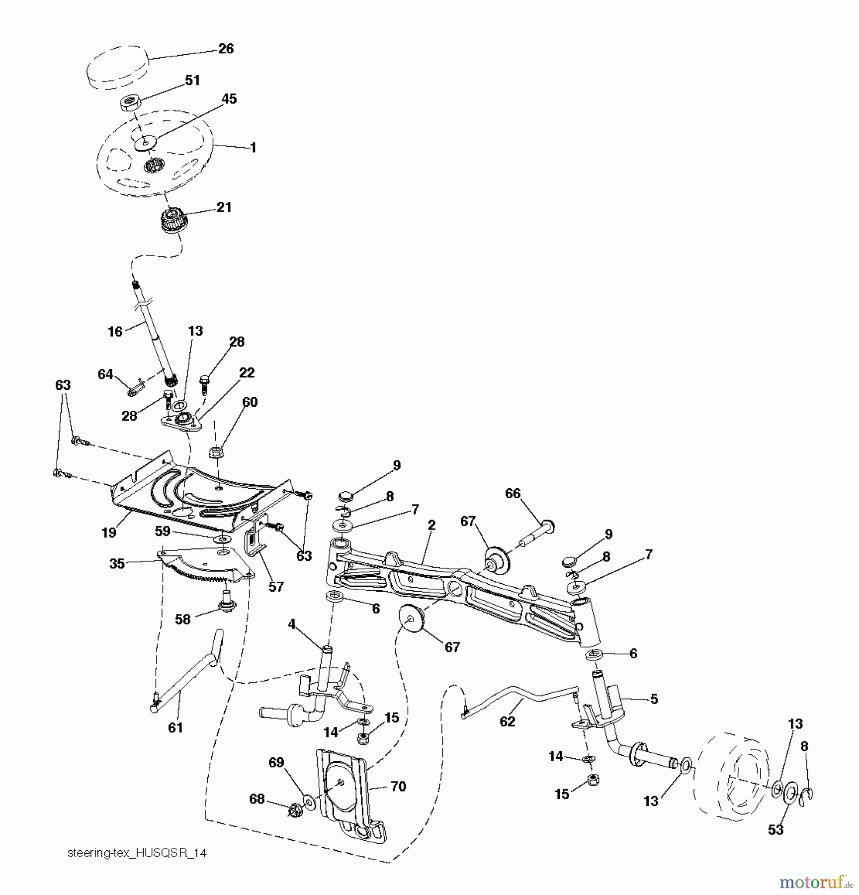 Husqvarna Rasen und Garten Traktoren YTH 2348 (96045002500) - Husqvarna Yard Tractor (2012-02 & After) STEERING