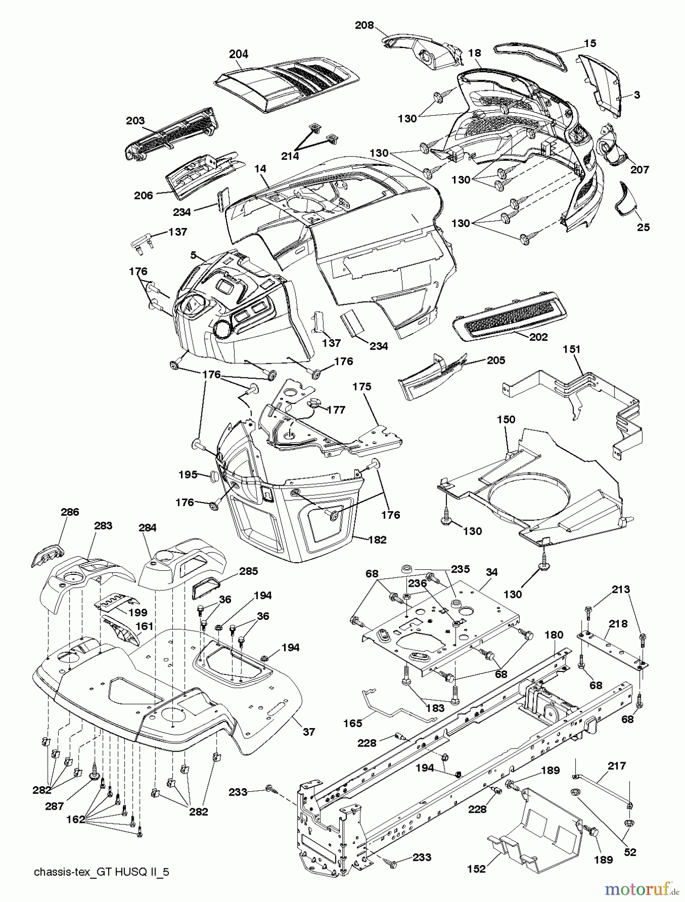 Husqvarna Rasen und Garten Traktoren YTH 2348 (96045002701) - Husqvarna Yard Tractor (2010-12 & After) CHASSIS / FRAME