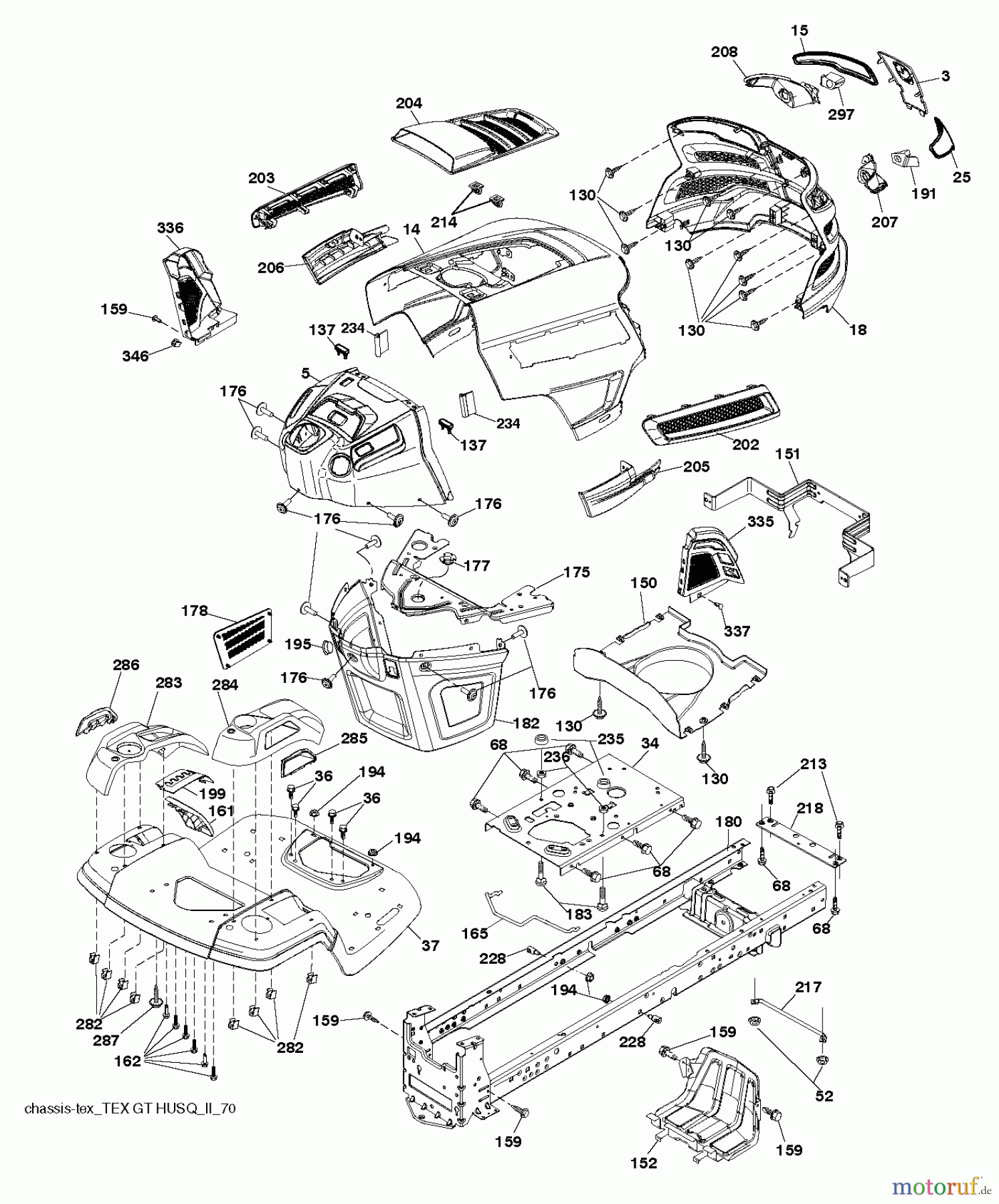 Husqvarna Rasen und Garten Traktoren YTH 23K46 (96041027700) - Husqvarna Yard Tractor (2011-09 & After) CHASSIS / FRAME