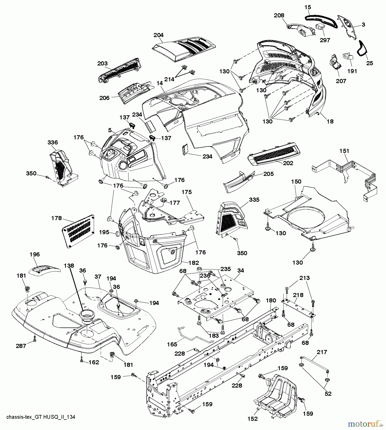 Husqvarna Rasen und Garten Traktoren YTH 23K46 (96041031600) - Husqvarna Yard Tractor (2012-07 & After) CHASSIS / FRAME