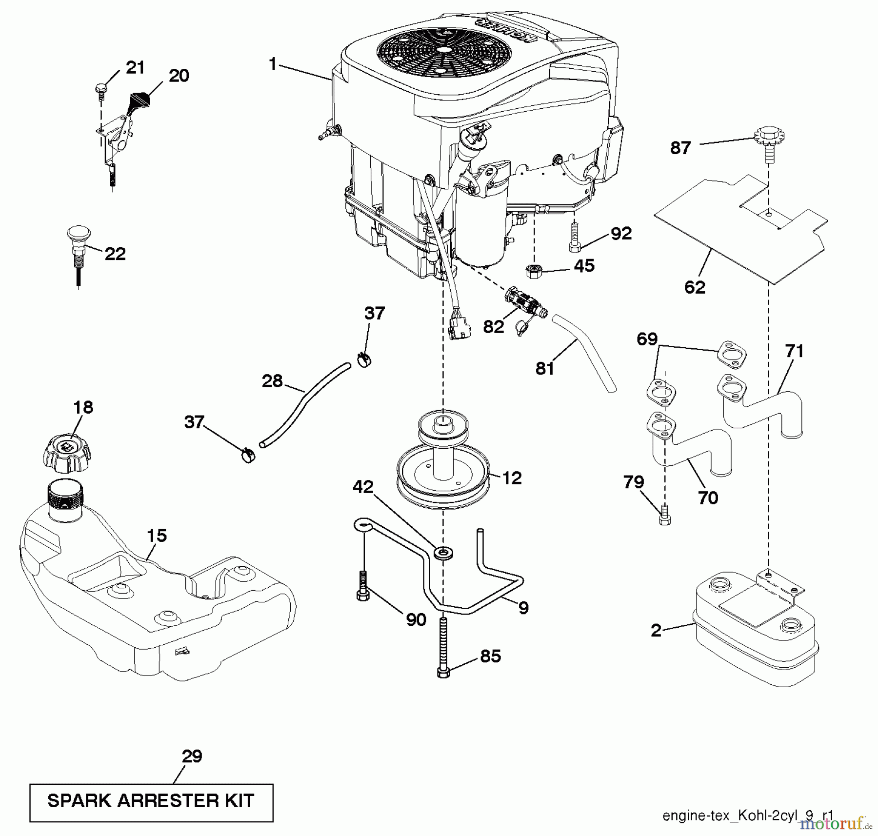 Husqvarna Rasen und Garten Traktoren YTH 23K46 (96041031600) - Husqvarna Yard Tractor (2012-07 & After) ENGINE