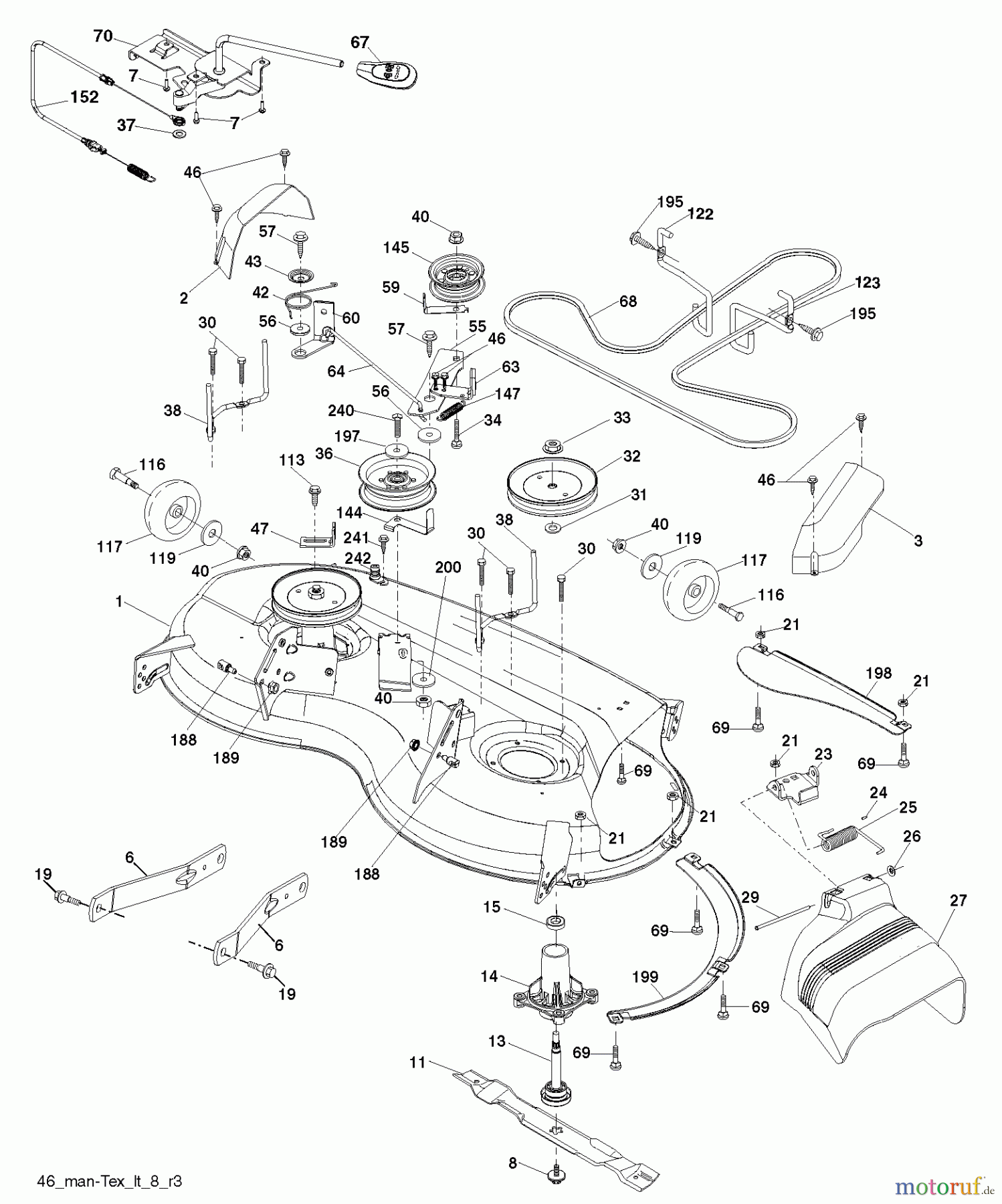 Husqvarna Rasen und Garten Traktoren YTH 23K46 (96041031600) - Husqvarna Yard Tractor (2012-07 & After) MOWER DECK / CUTTING DECK