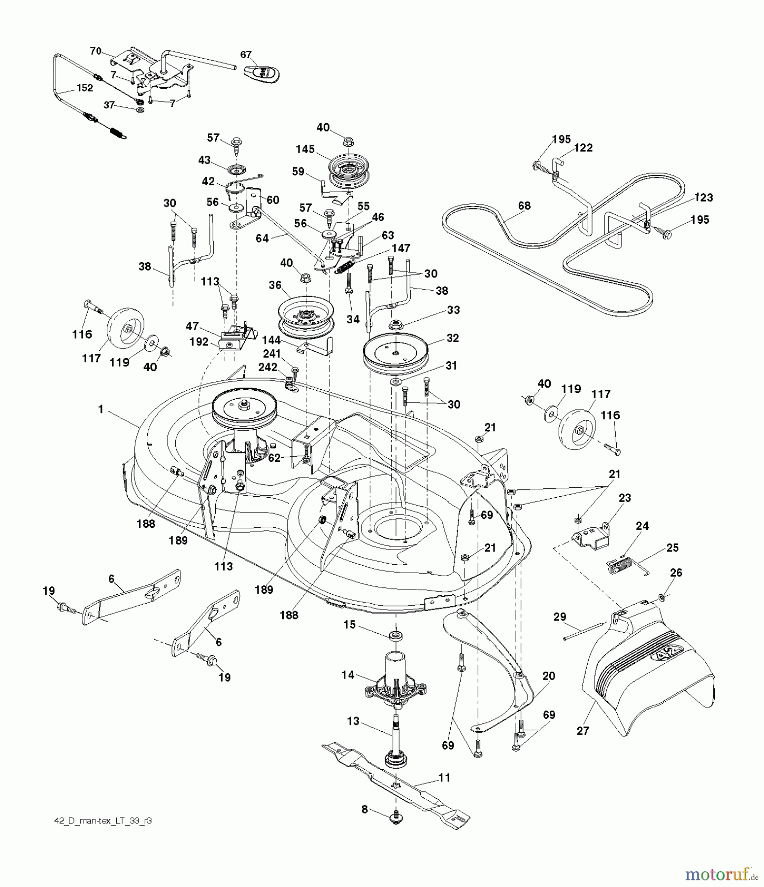 Husqvarna Rasen und Garten Traktoren YTH 23V42 (96043014600) - Husqvarna Yard Tractor (2012-08 & After) MOWER DECK / CUTTING DECK